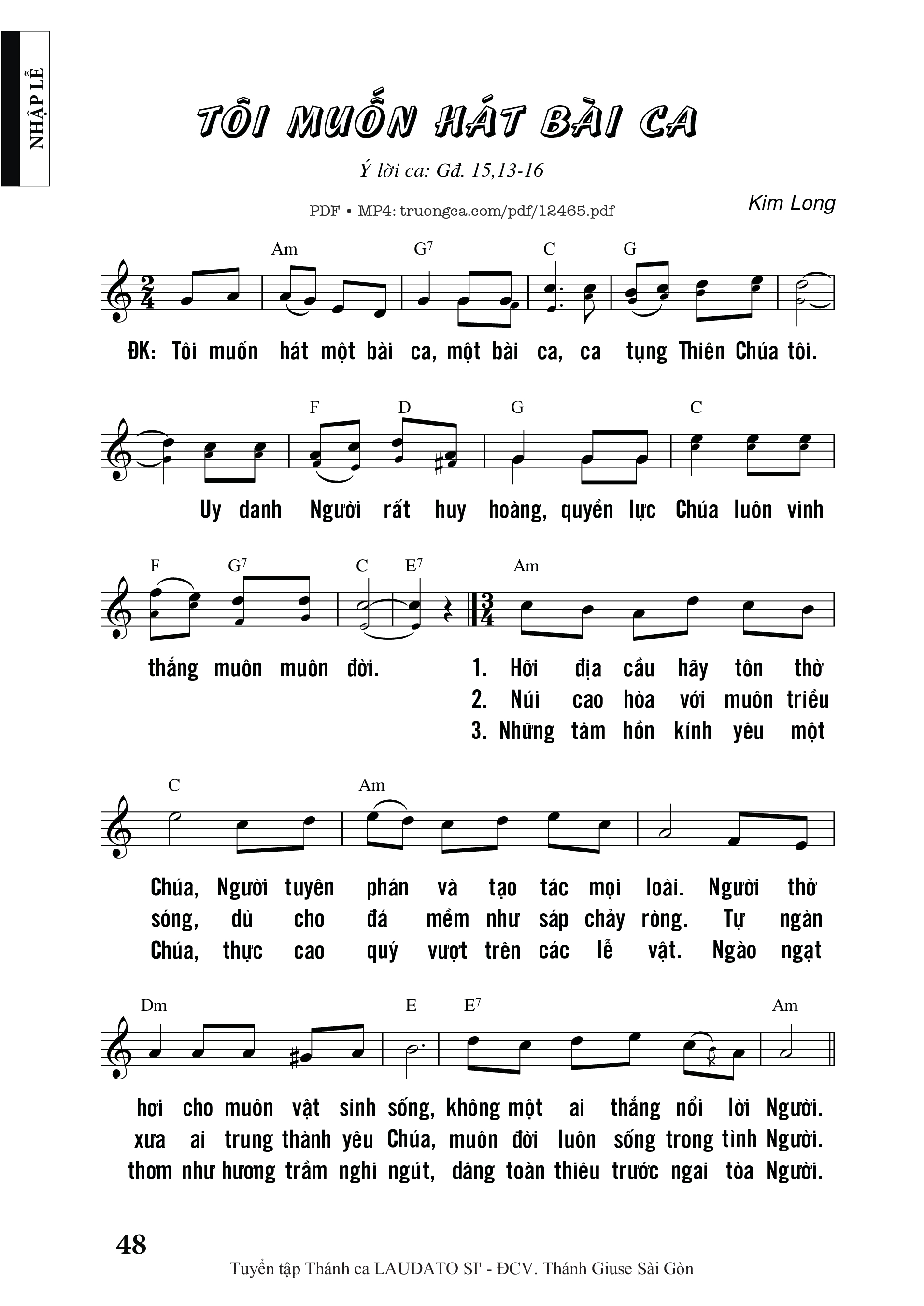 Sheet PDF of Tôi Muốn Hát Bài Ca