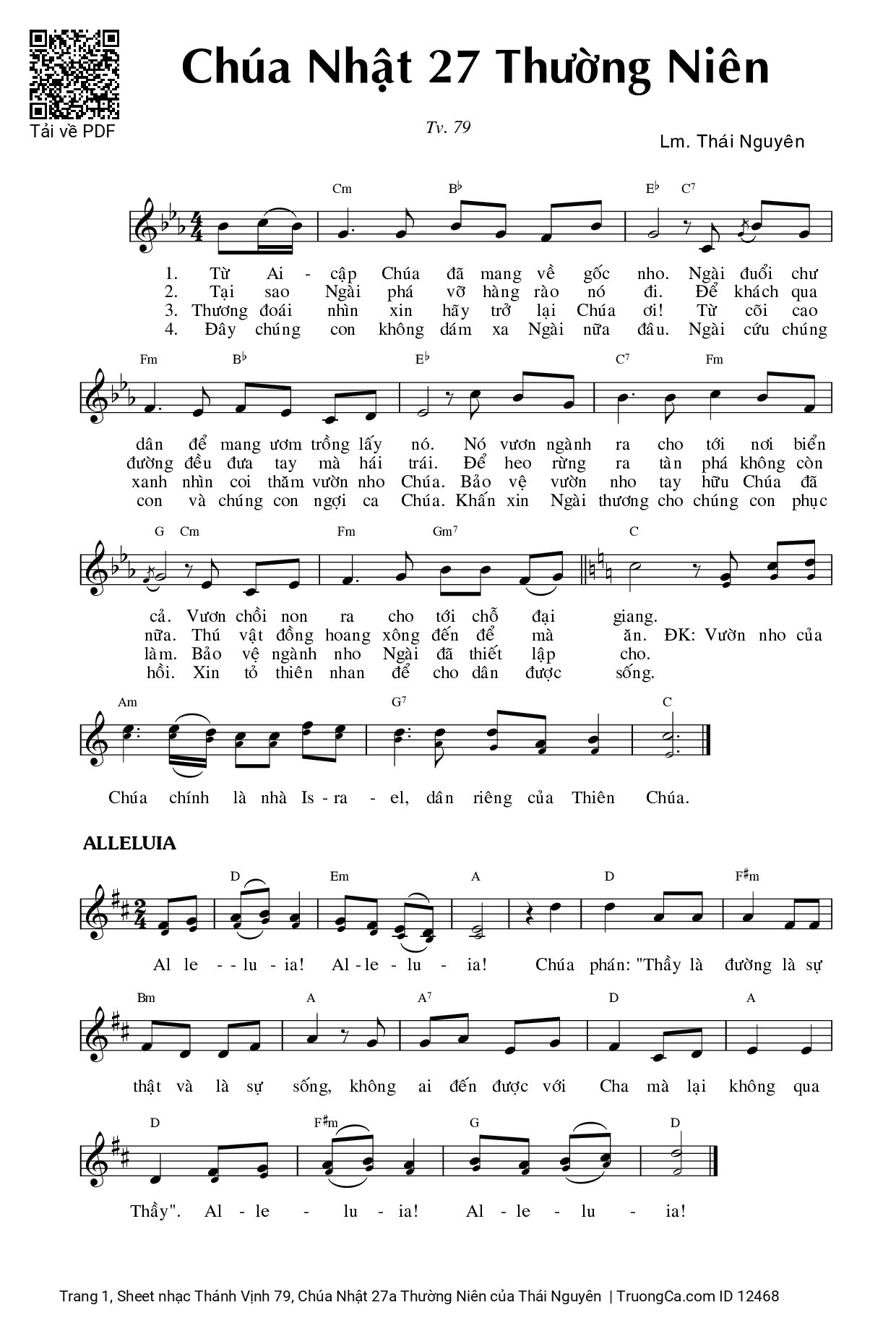 Sheet PDF of Thánh Vịnh 79, Chúa Nhật 27a Thường Niên