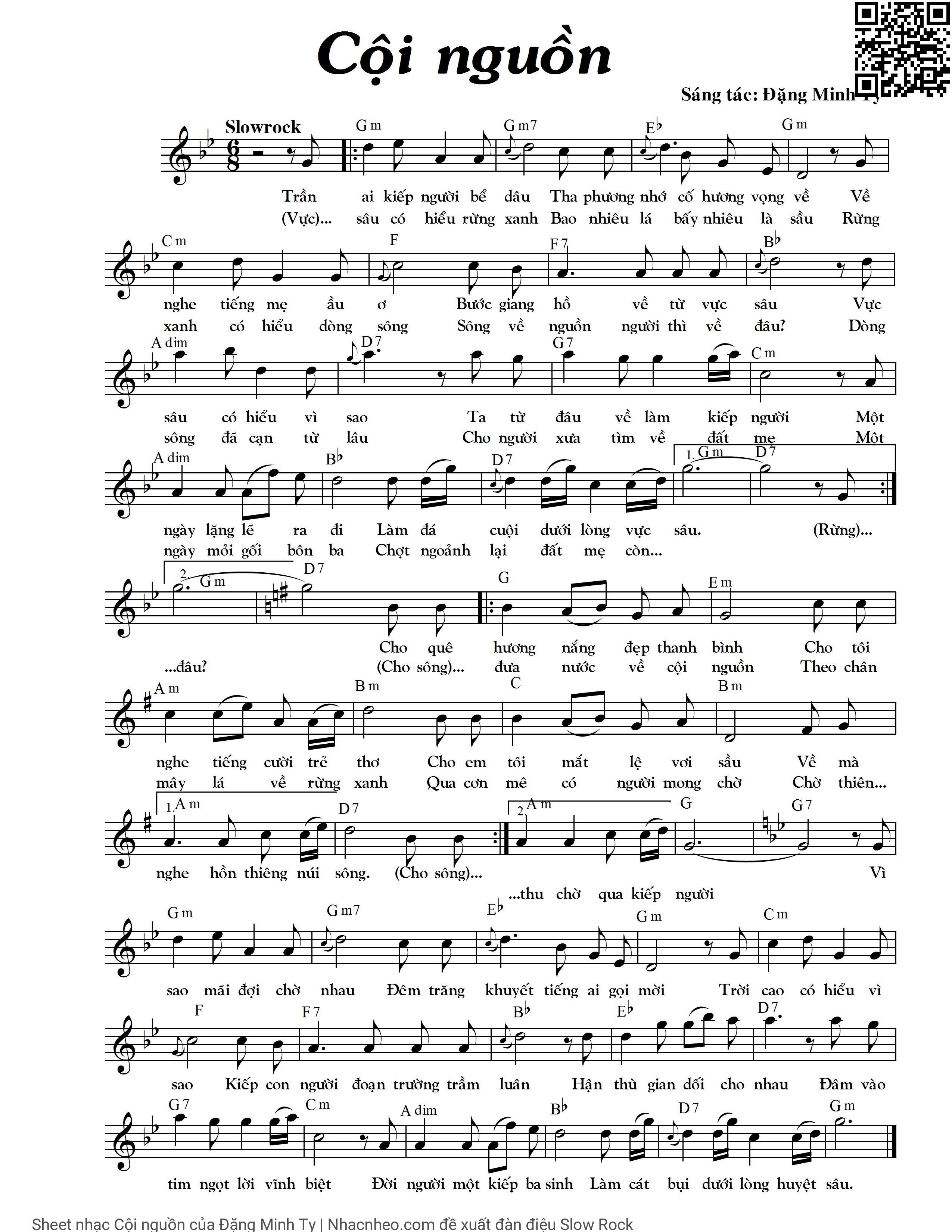 Page 1 of Sheet music PDF Cội nguồn - Đặng Minh Ty