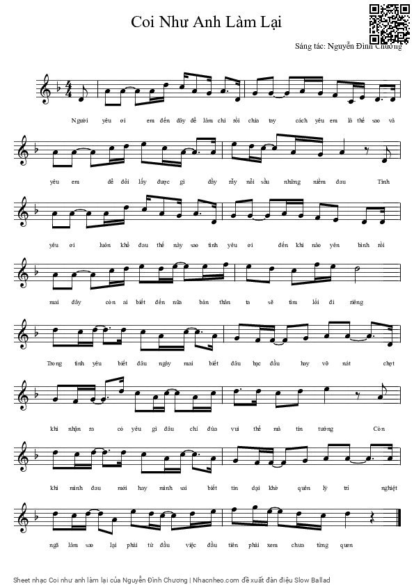 Sheet PDF of Coi như anh làm lại