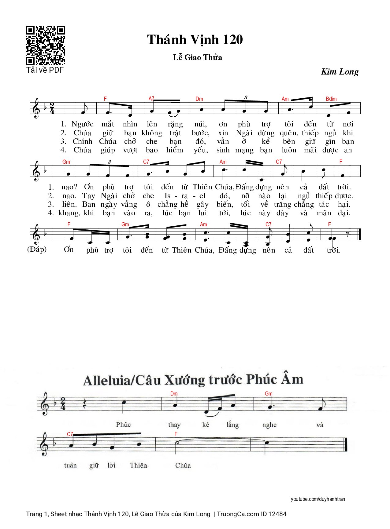 Sheet PDF of Thánh Vịnh 120, Lễ Giao Thừa