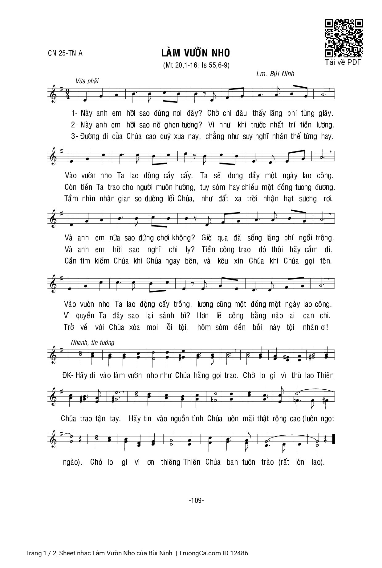 Sheet PDF of Làm Vườn Nho