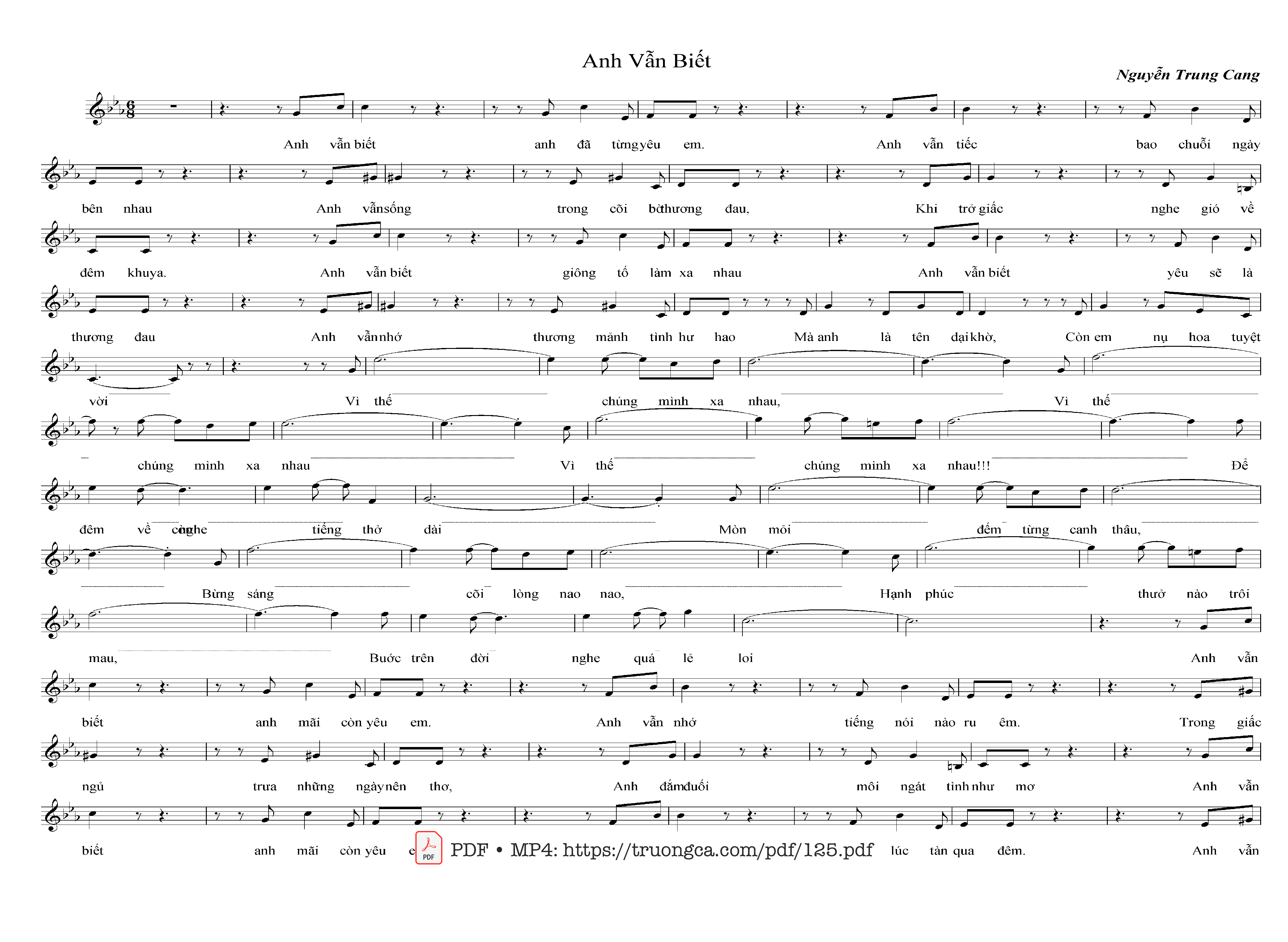 Sheet PDF of Anh vẫn biết