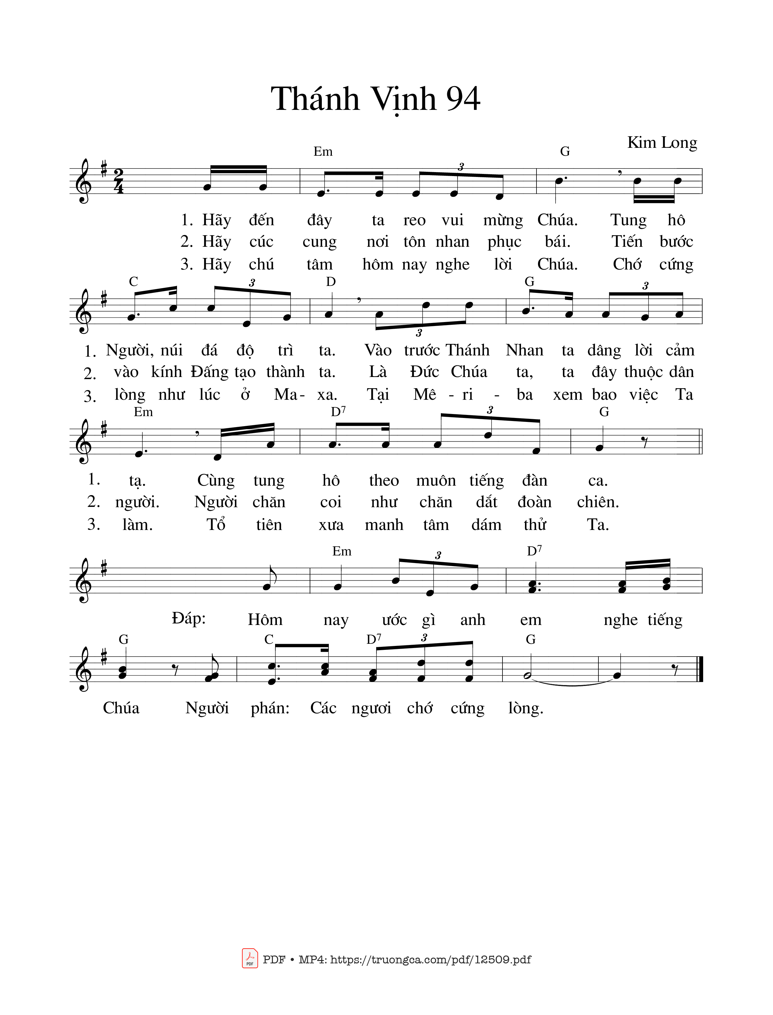 Page 2 of Sheet music PDF Thánh Vịnh 94, Chúa Nhật 23a Thường Niên - Kim Long