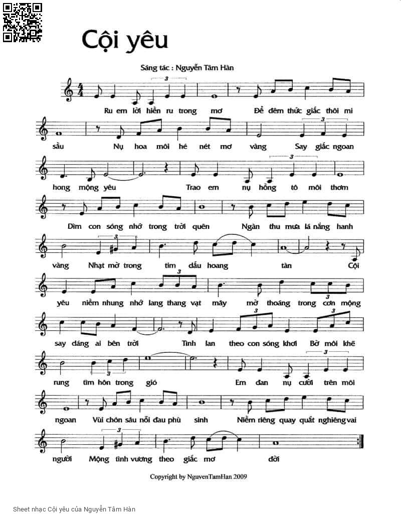 Page 1 of Sheet music PDF Cội yêu - Nguyễn Tâm Hàn