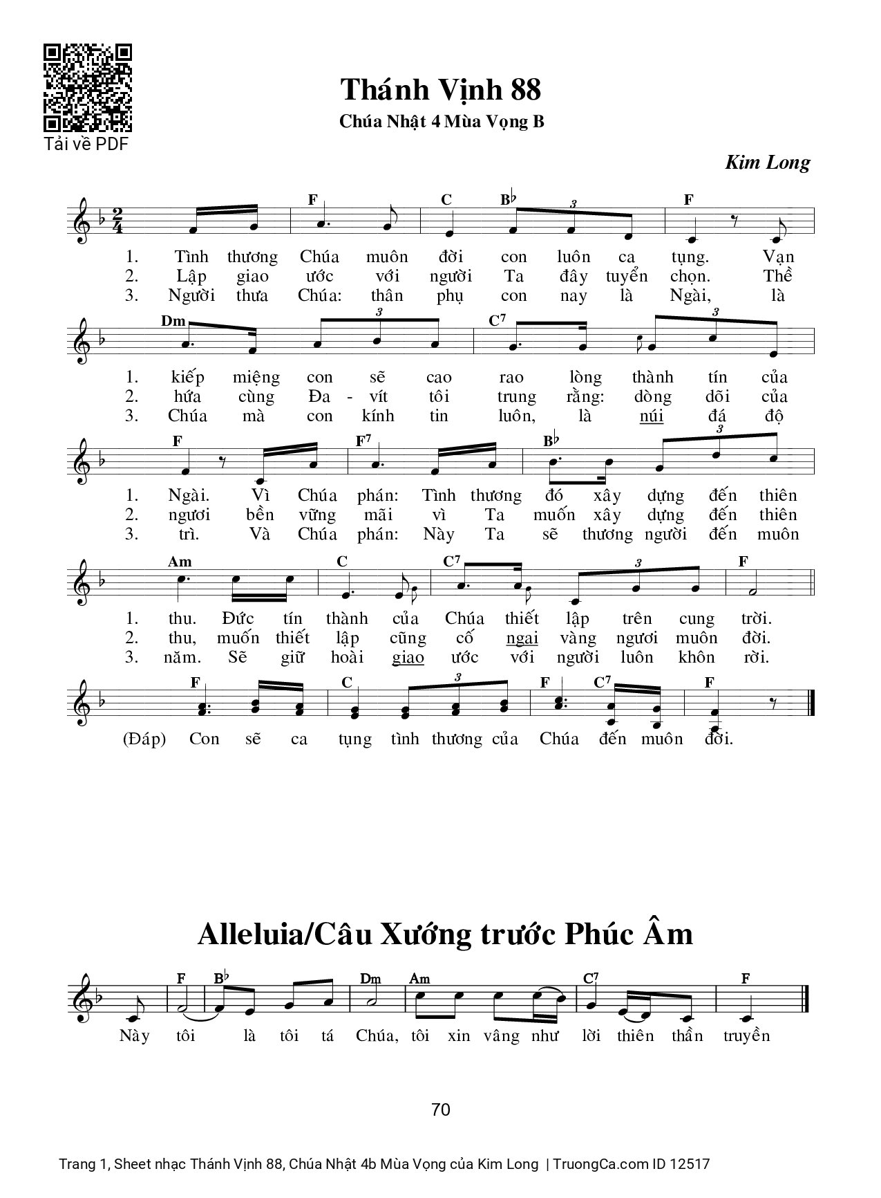 Sheet PDF of Thánh Vịnh 88, Chúa Nhật 4b Mùa Vọng