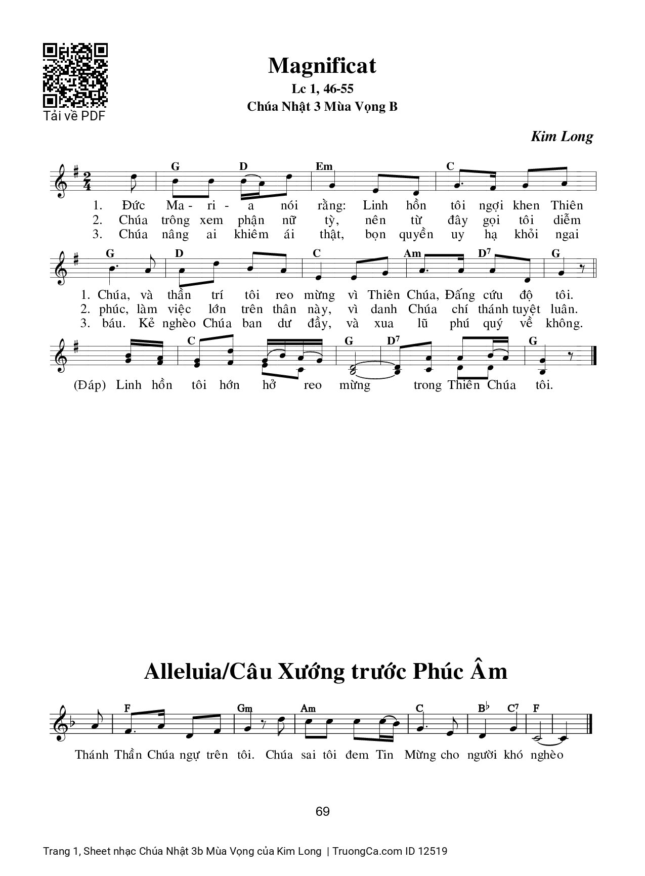Page 1 of Sheet music PDF Chúa Nhật 3b Mùa Vọng - Kim Long