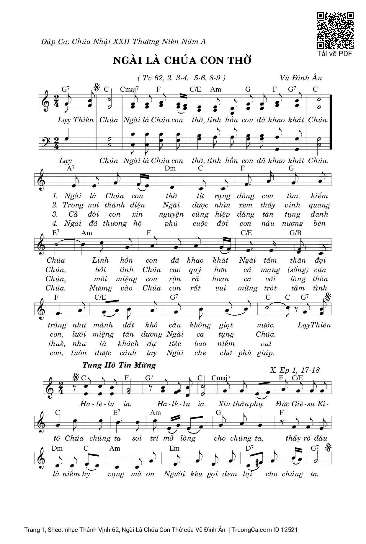 Sheet PDF of Thánh Vịnh 62, Ngài Là Chúa Con Thờ