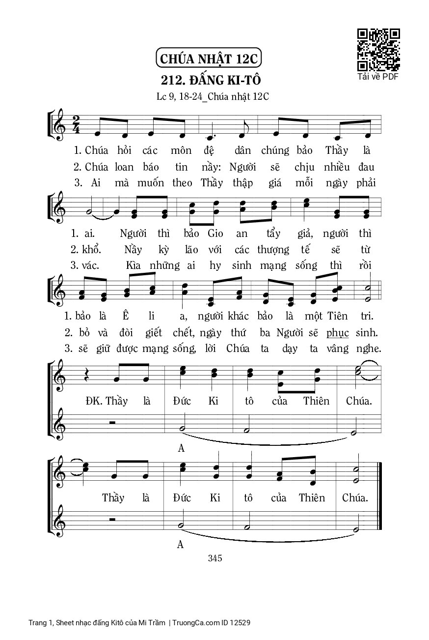 Page 1 of Sheet music PDF đấng Kitô - Mi Trầm