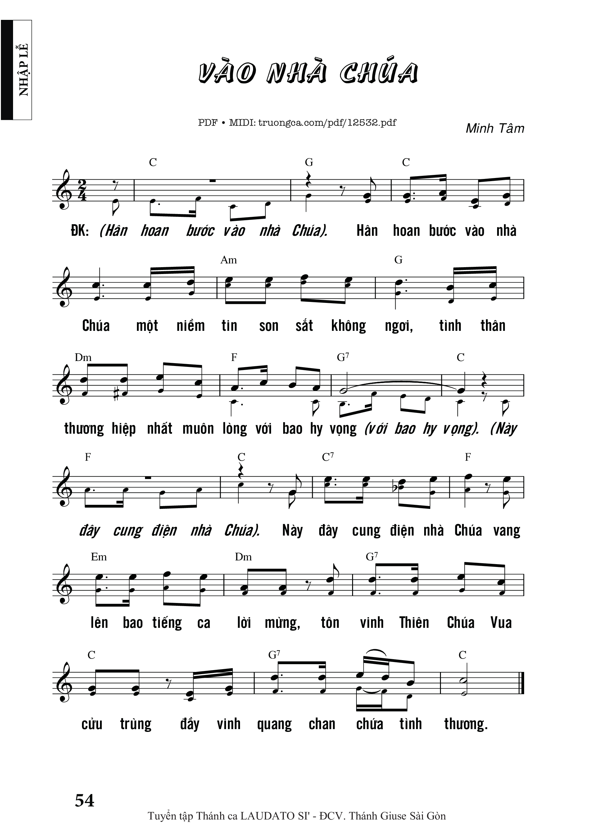 Sheet PDF of Vào Nhà Chúa