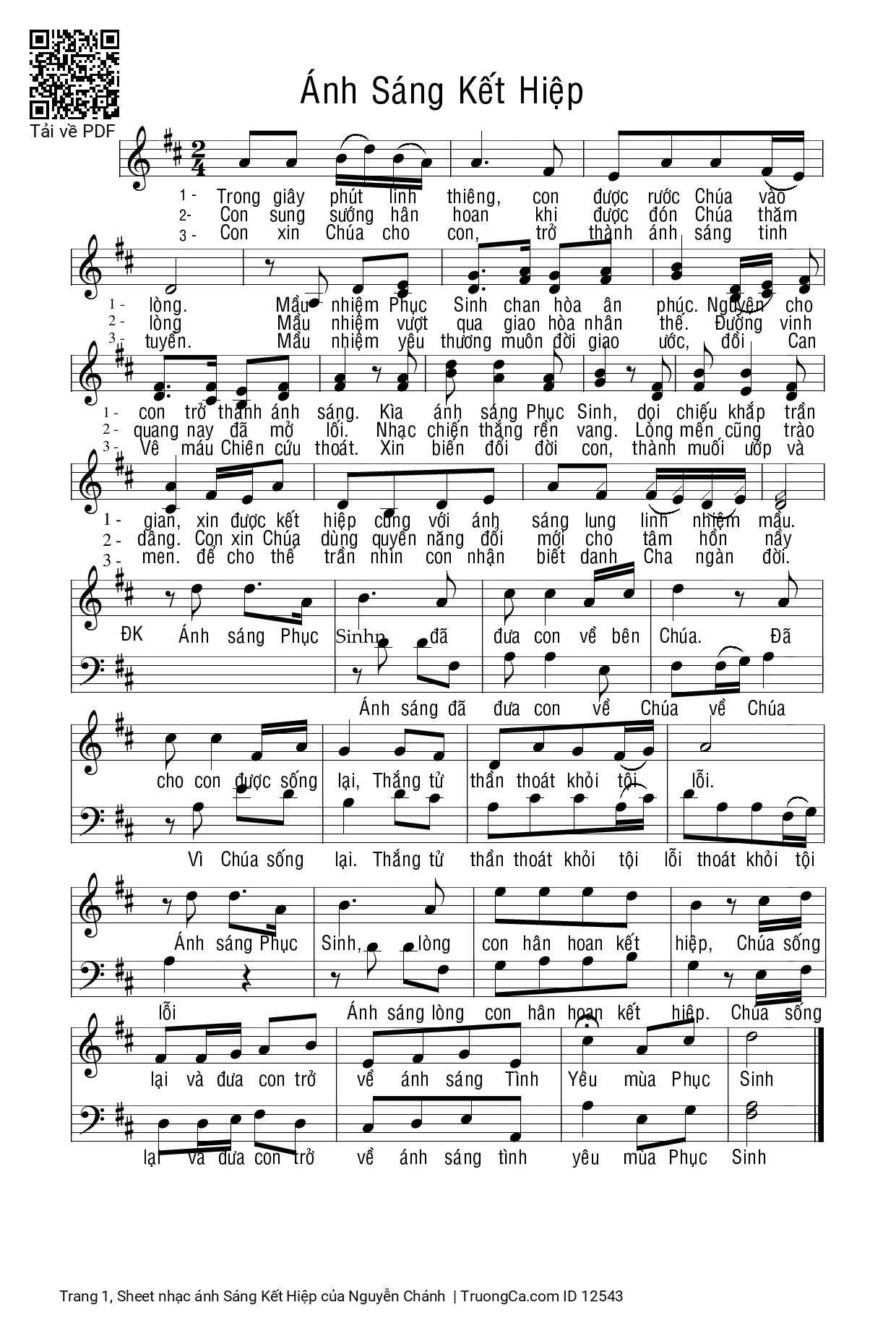 Sheet PDF of ánh Sáng Kết Hiệp