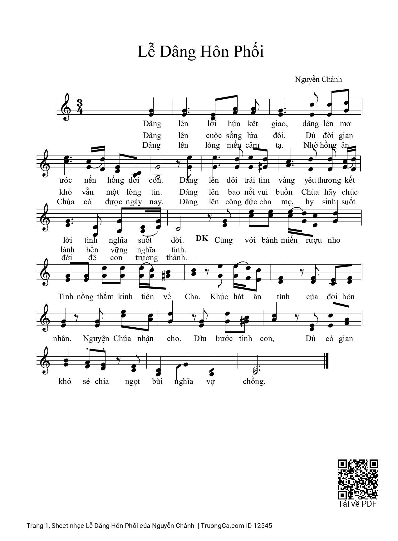 Sheet PDF of Lễ Dâng Hôn Phối