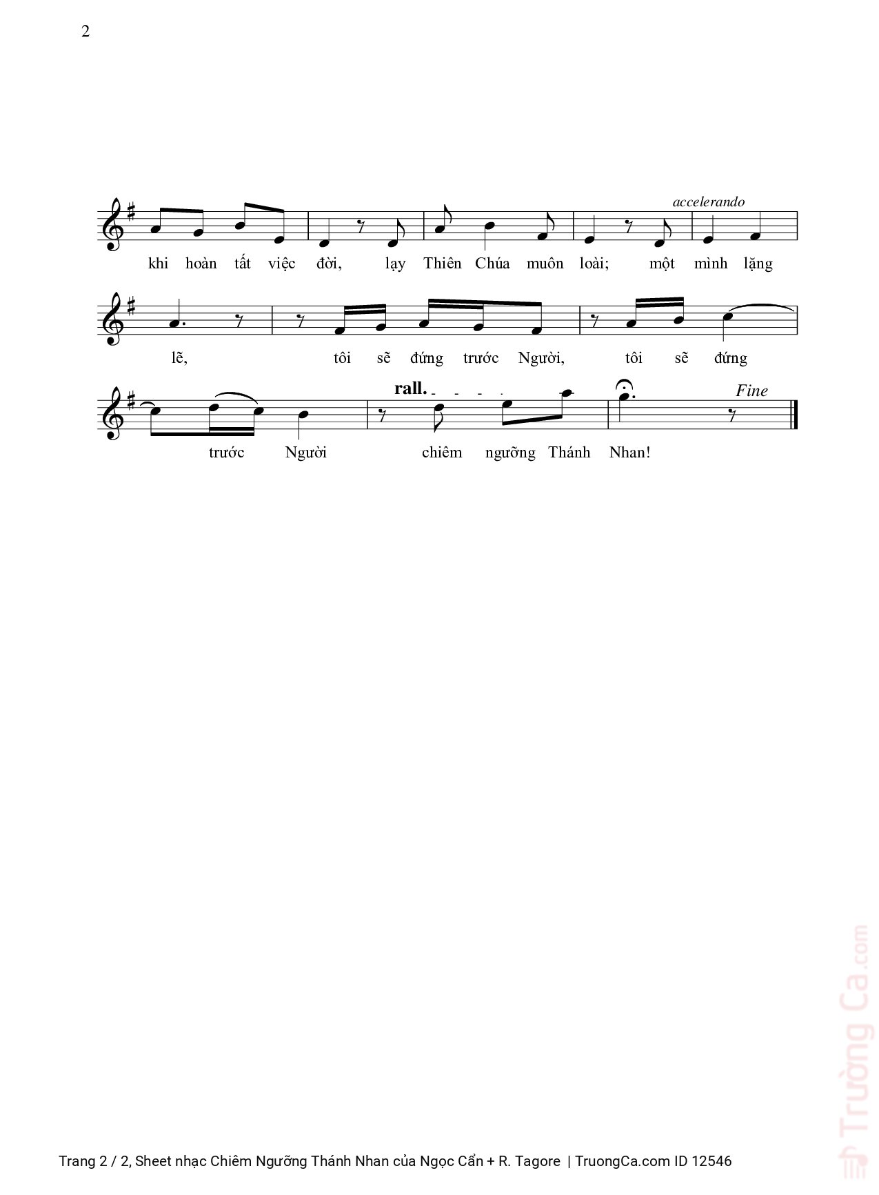Page 2 of Sheet music PDF Chiêm Ngưỡng Thánh Nhan - Ngọc Cẩn + R. Tagore