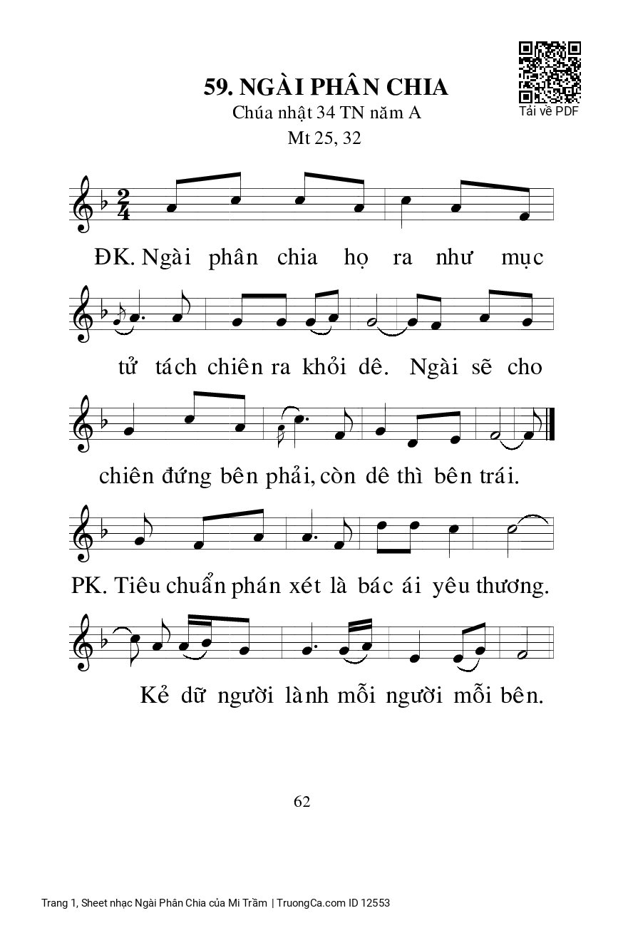 Sheet PDF of Ngài Phân Chia