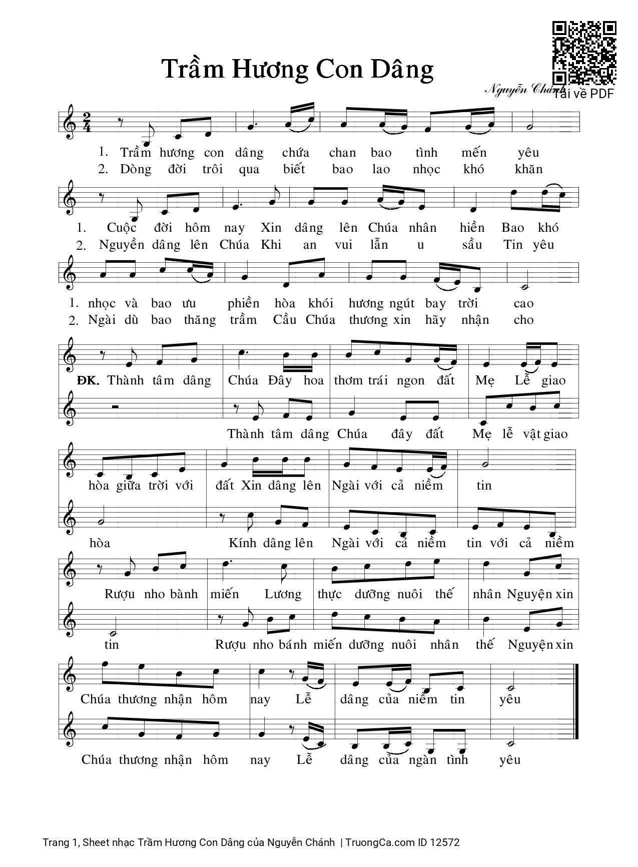 Sheet PDF of Trầm Hương Con Dâng