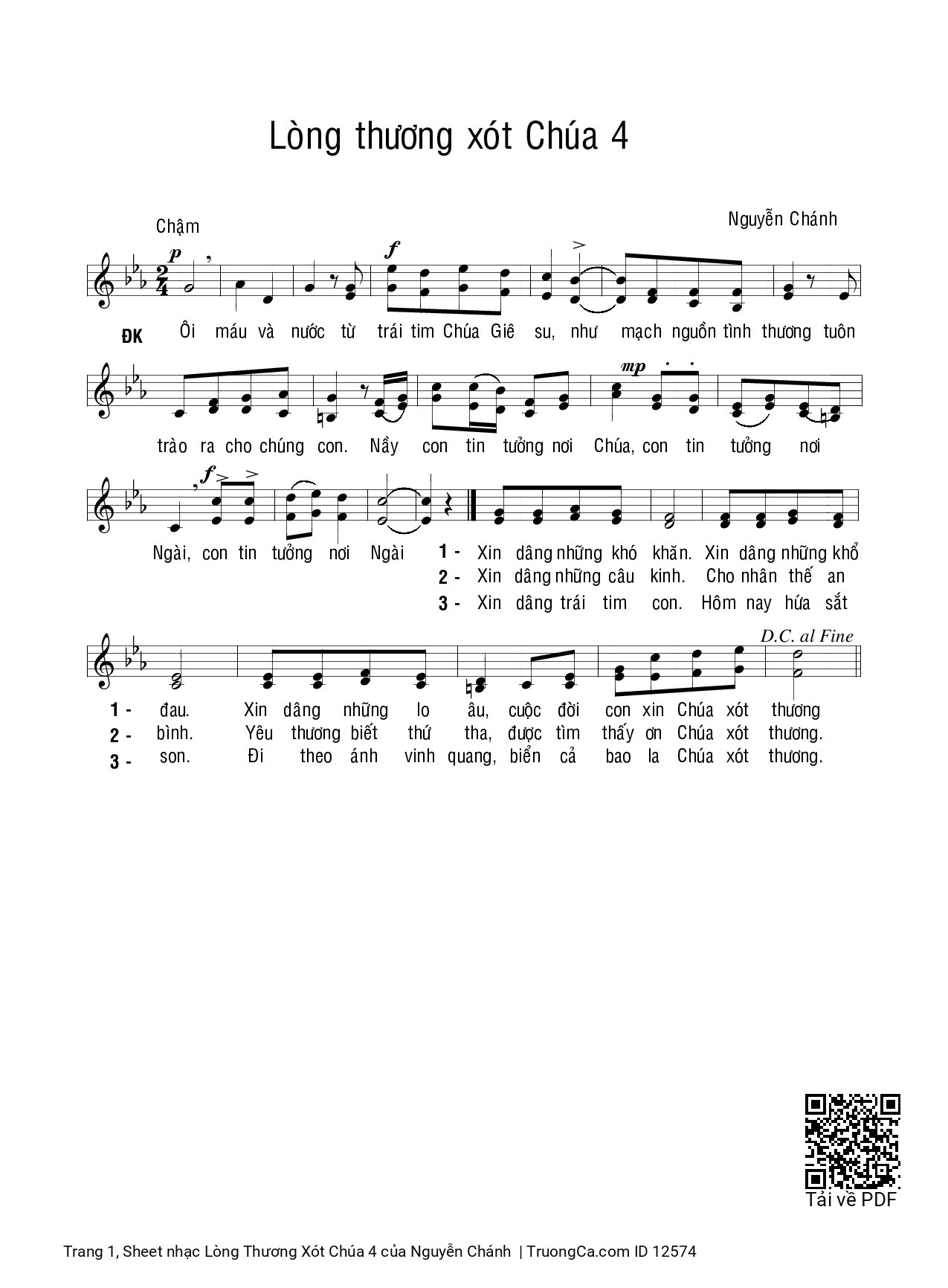 Sheet PDF of Lòng Thương Xót Chúa 4