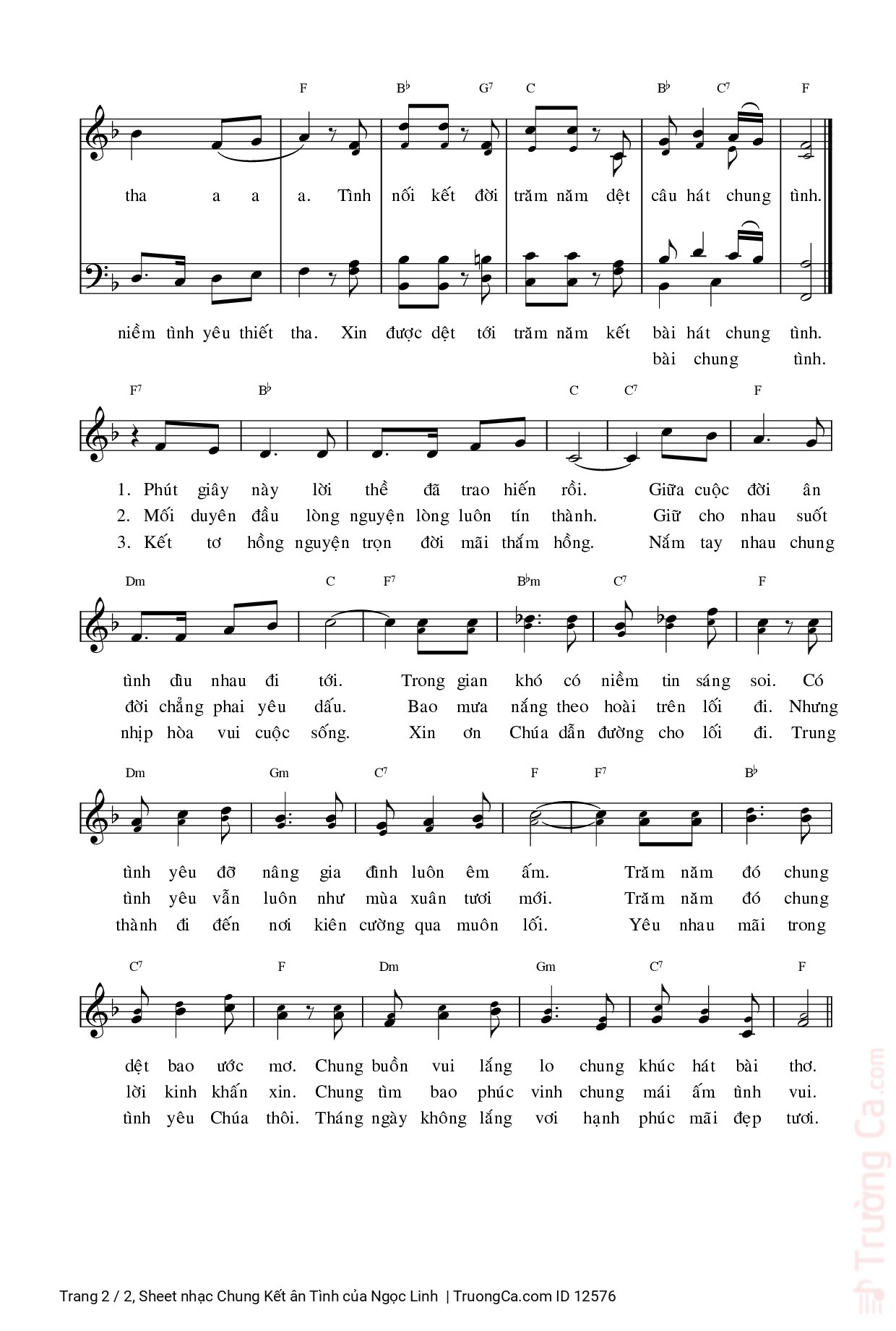 Page 2 of Sheet music PDF Chung Kết ân Tình - Ngọc Linh