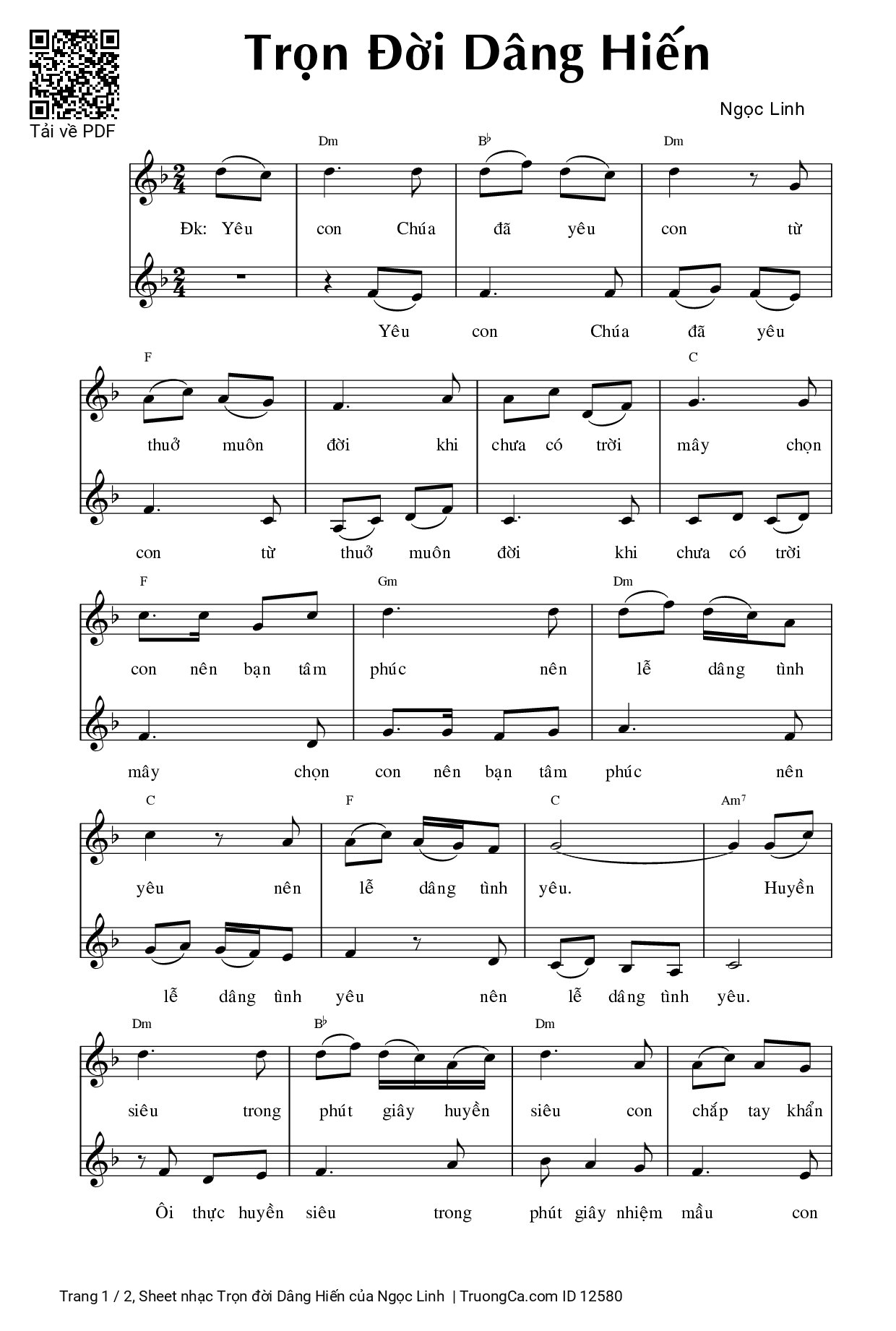 Sheet PDF of Trọn đời Dâng Hiến