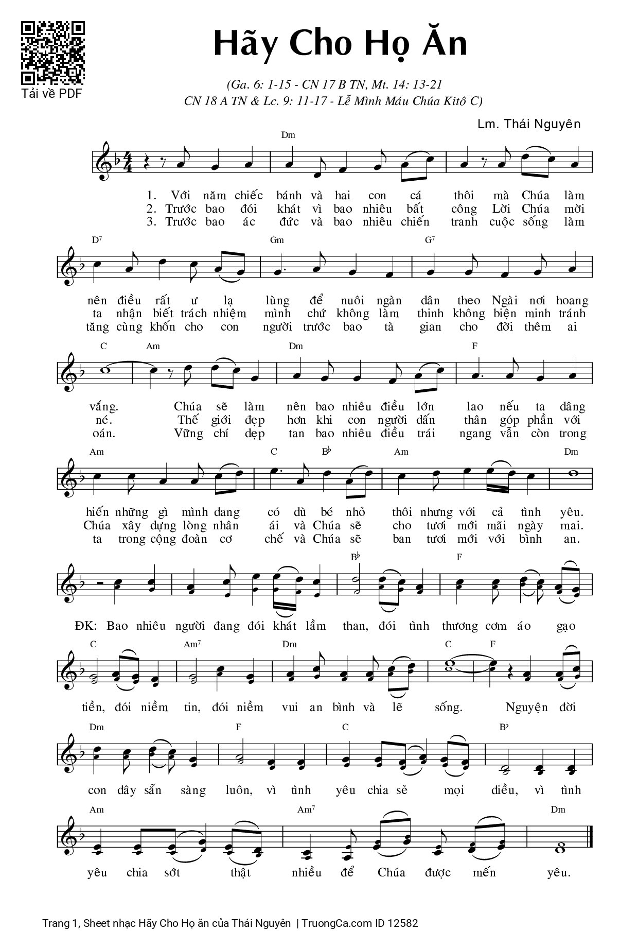 Sheet PDF of Hãy Cho Họ ăn