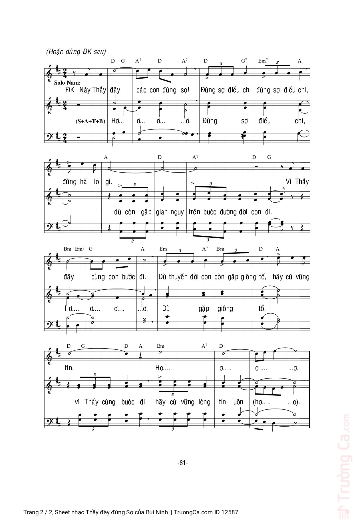 Page 2 of Sheet music PDF Thầy đây đừng Sợ - Bùi Ninh
