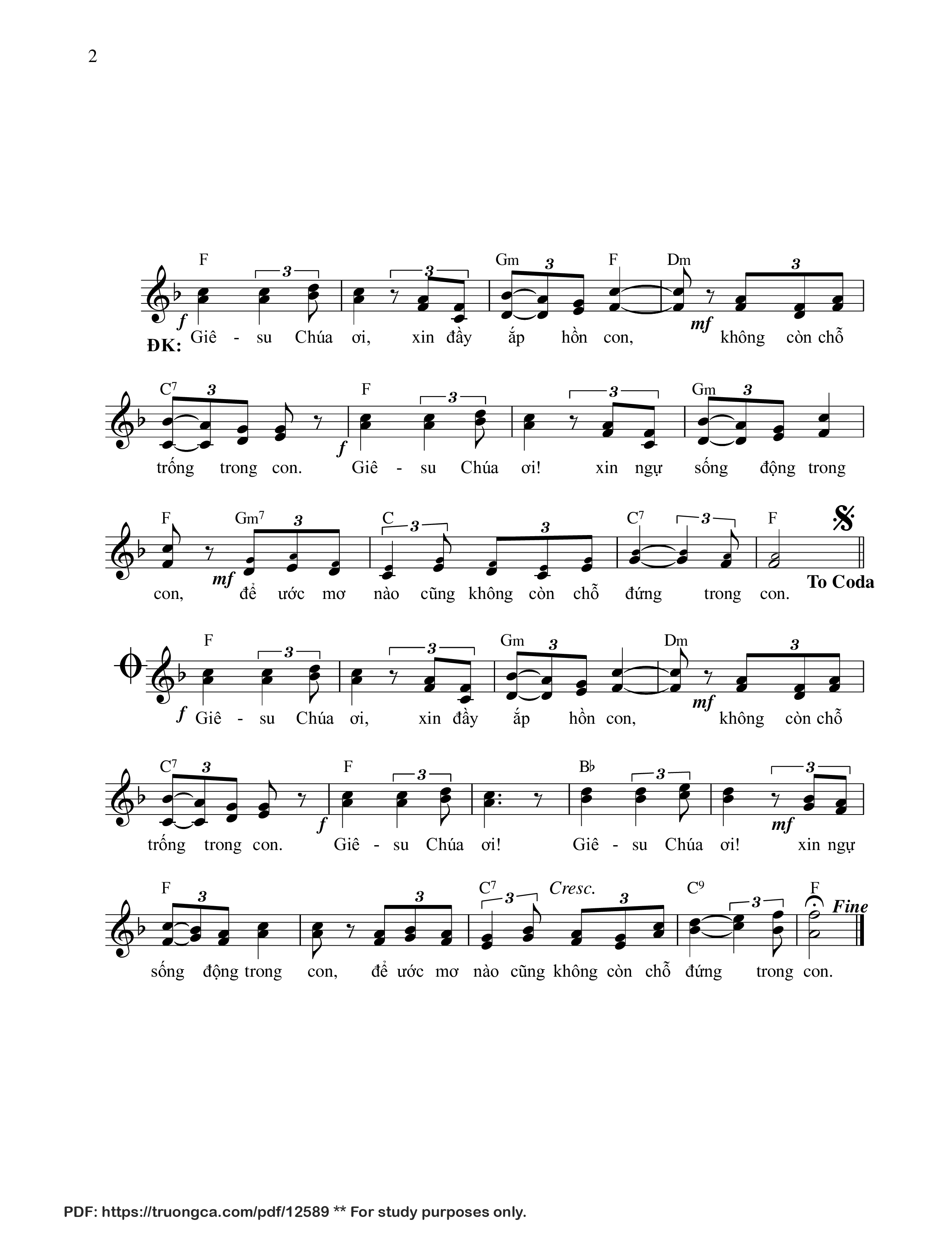 Page 2 of Sheet music PDF Cho Con Thấy Chúa - Ngọc Cẩn