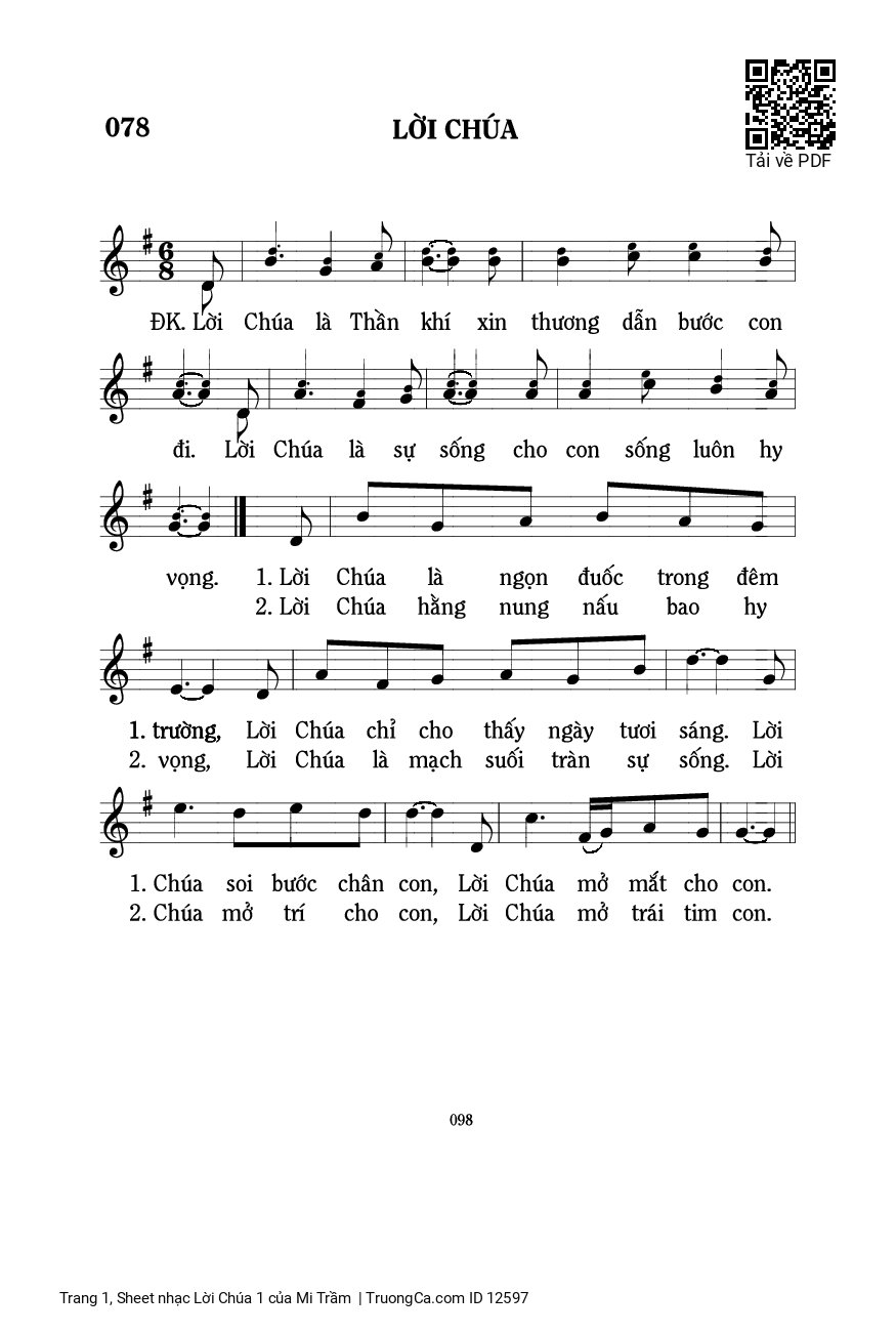 Page 1 of Sheet music PDF Lời Chúa 1 - Mi Trầm