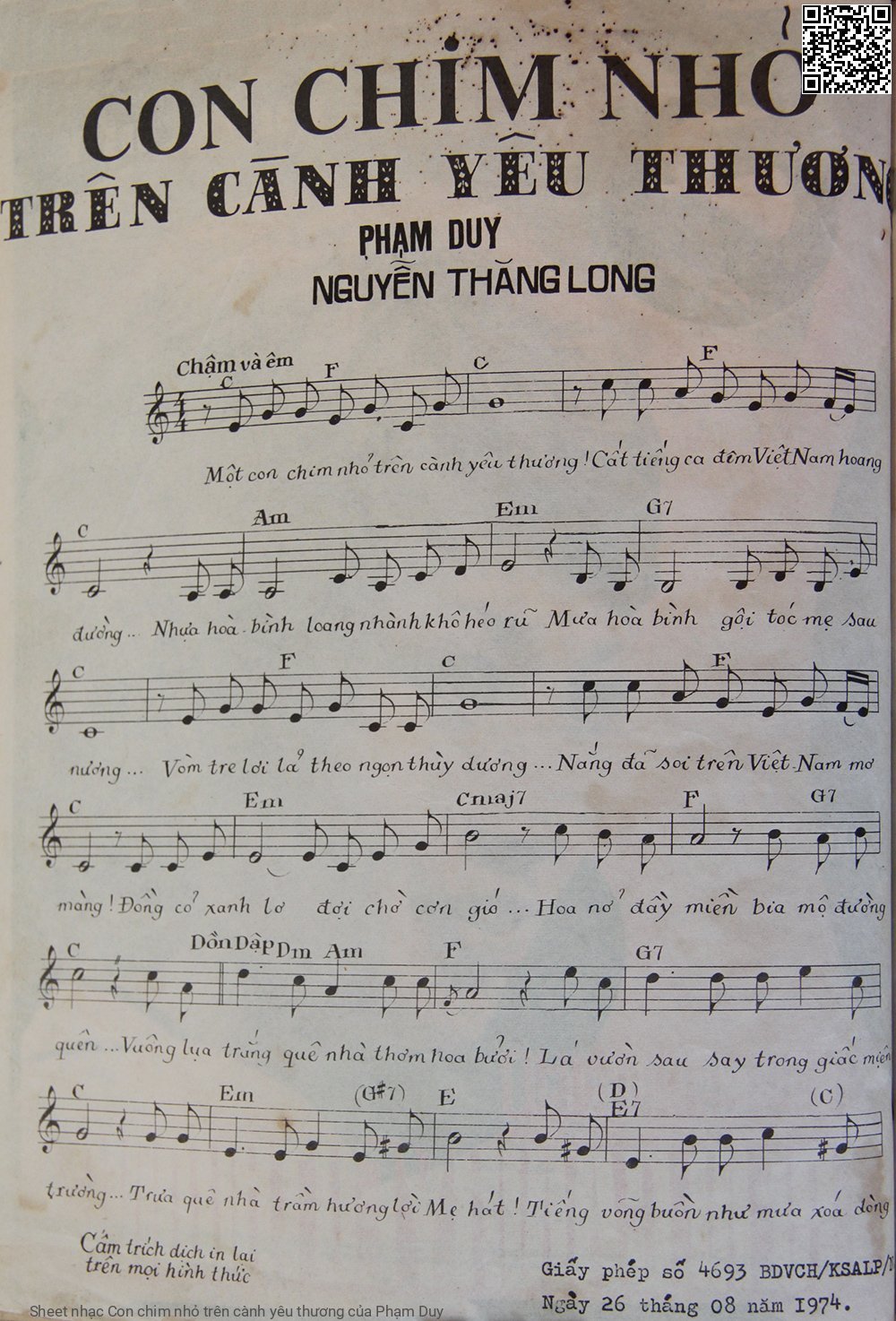 Page 2 of Sheet music PDF Con chim nhỏ trên cành yêu thương - Phạm Duy