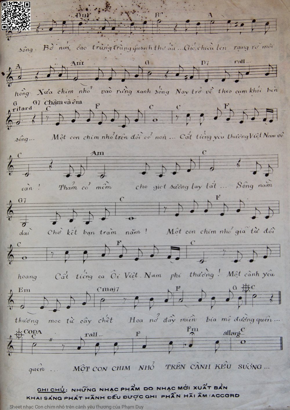 Page 3 of Sheet music PDF Con chim nhỏ trên cành yêu thương - Phạm Duy