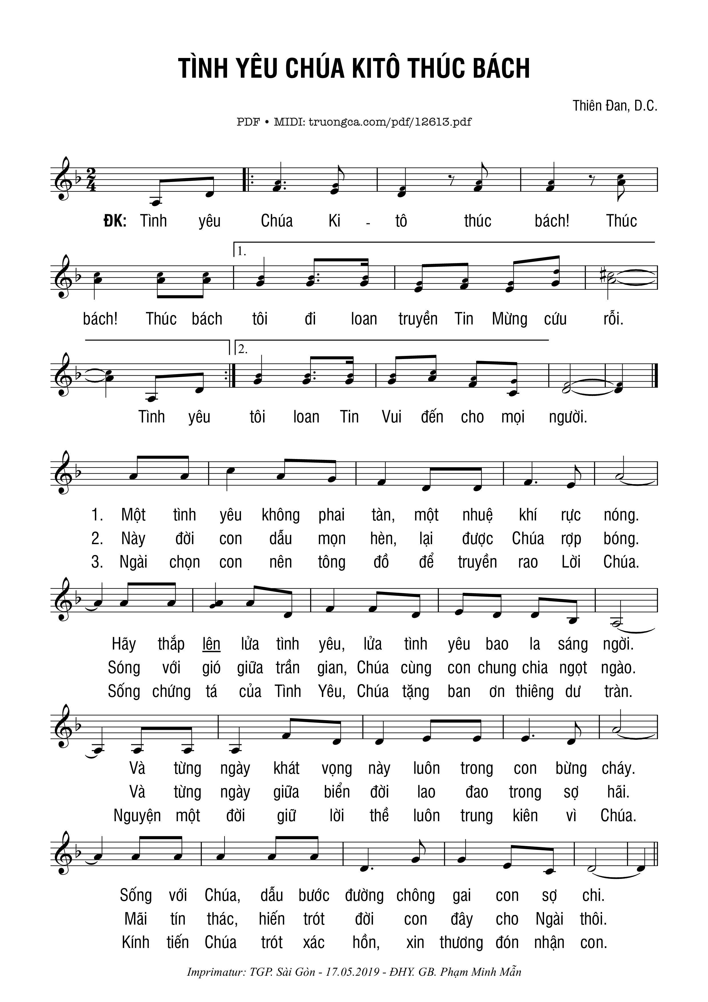Sheet PDF of Tình Yêu Chúa Kitô Thúc Bách