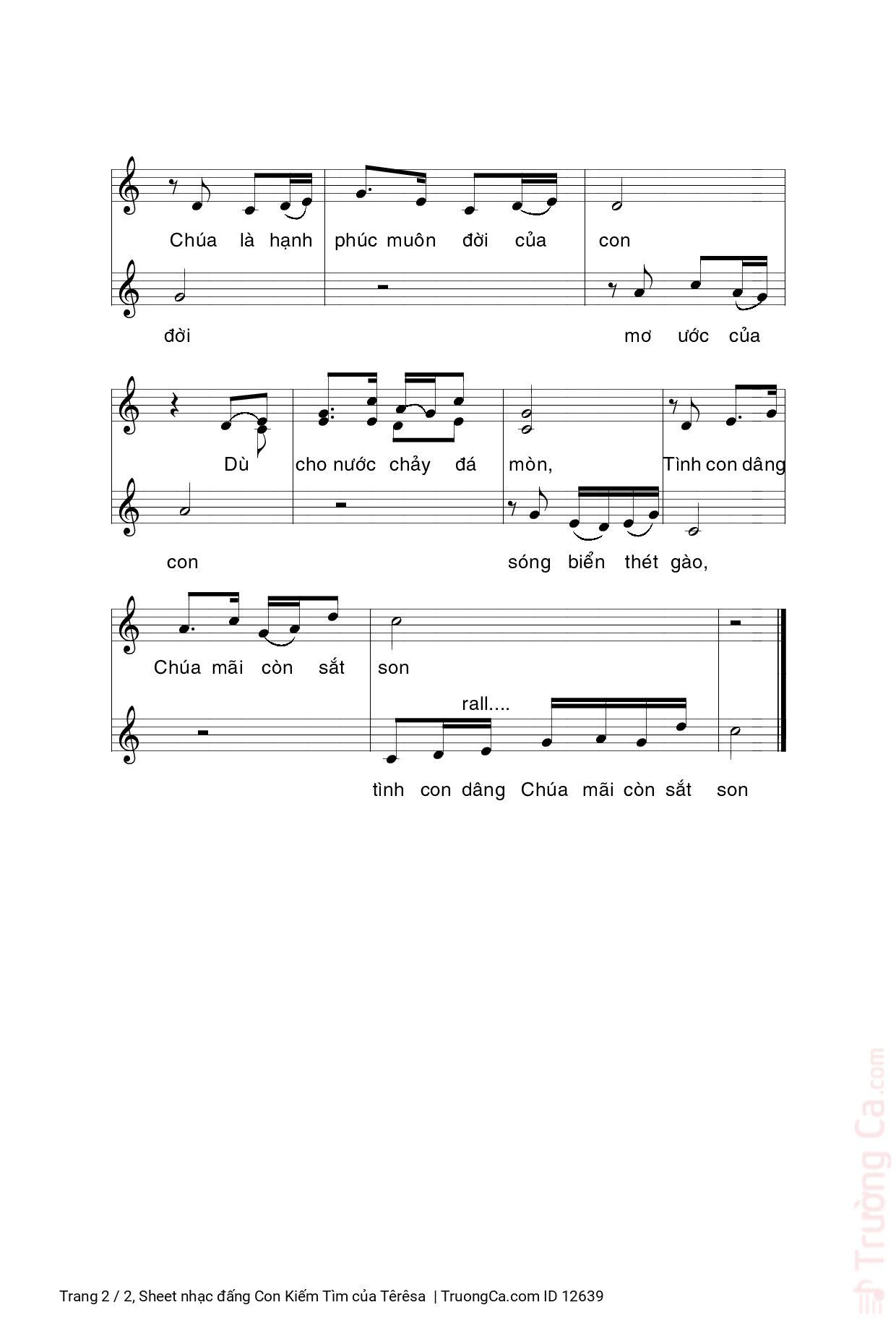 Page 2 of Sheet music PDF đấng Con Kiếm Tìm - Têrêsa