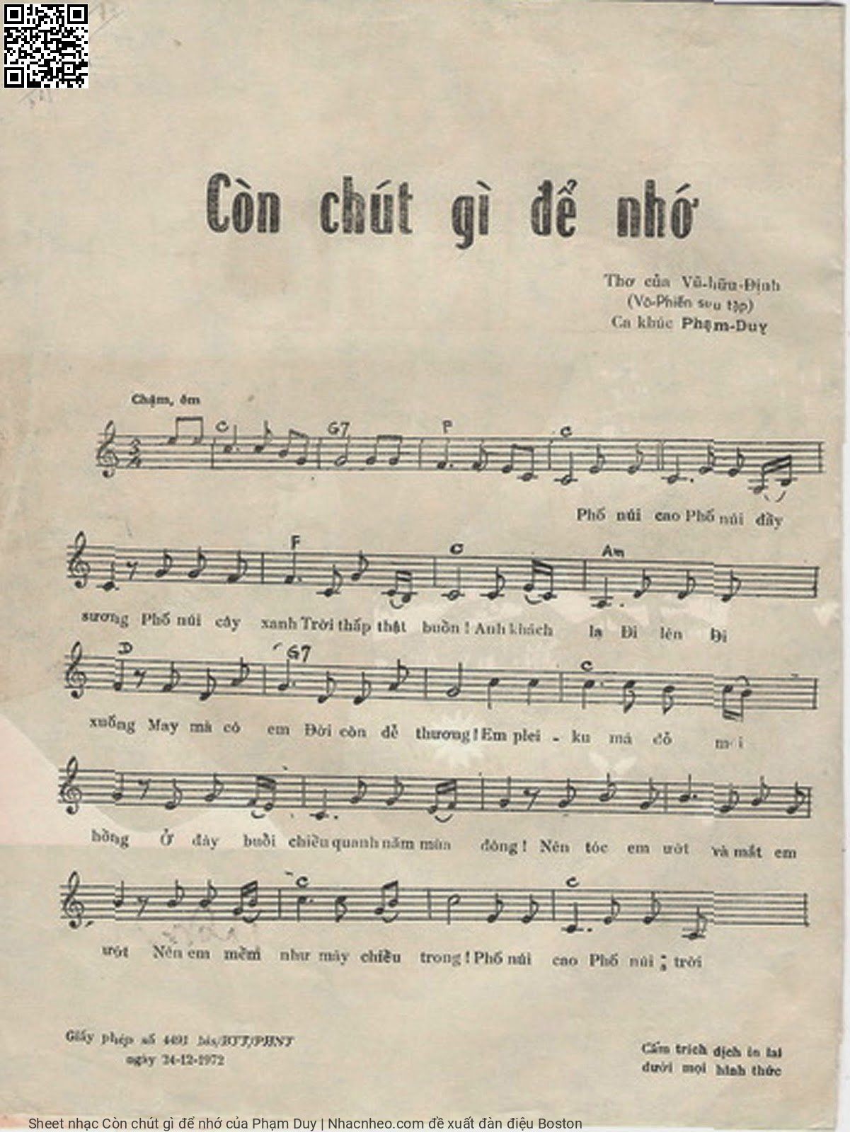 Page 2 of Sheet music PDF Còn chút gì để nhớ - Phạm Duy