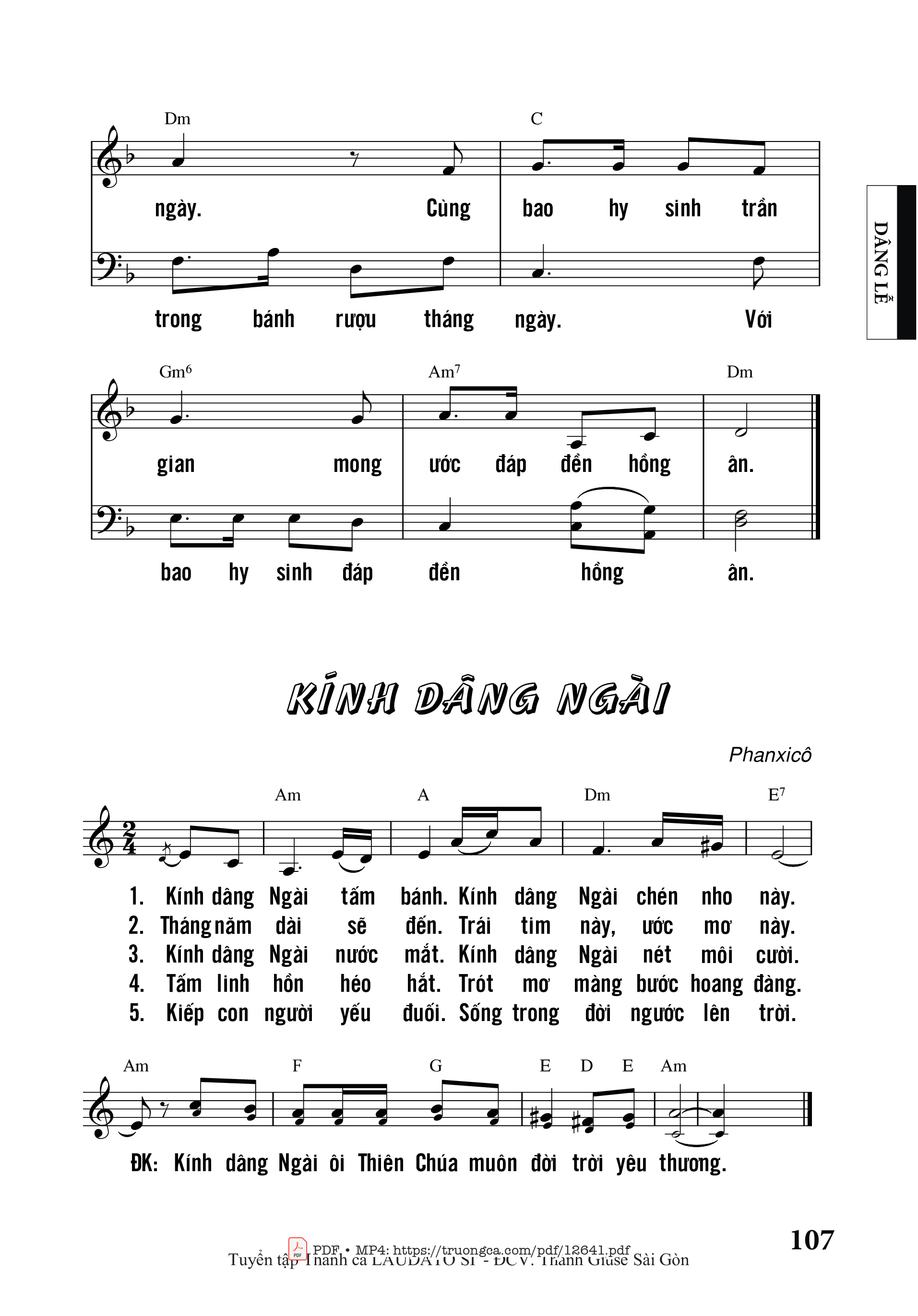 Sheet PDF of Kính Dâng Ngài