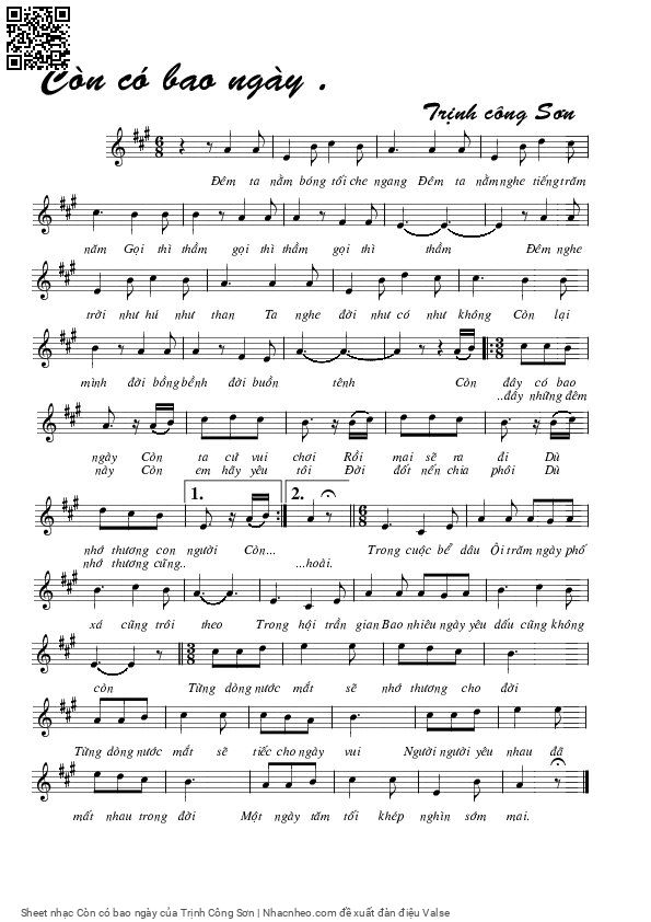 Sheet PDF of Còn có bao ngày