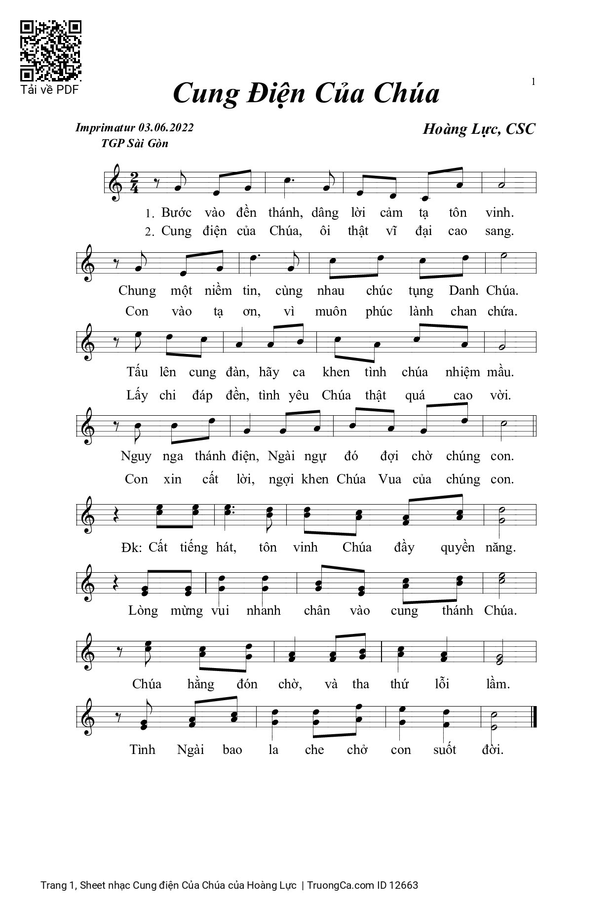 Sheet PDF of Cung điện Của Chúa