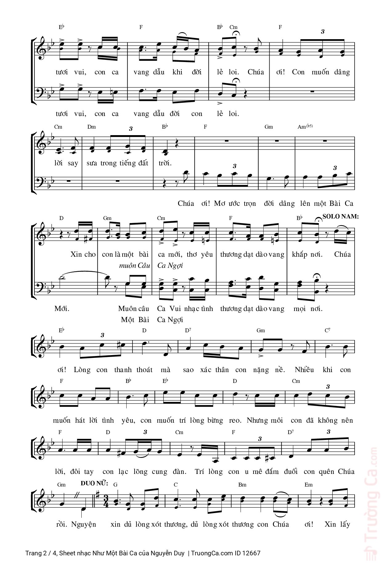 Page 2 of Sheet music PDF Như Một Bài Ca - Nguyễn Duy