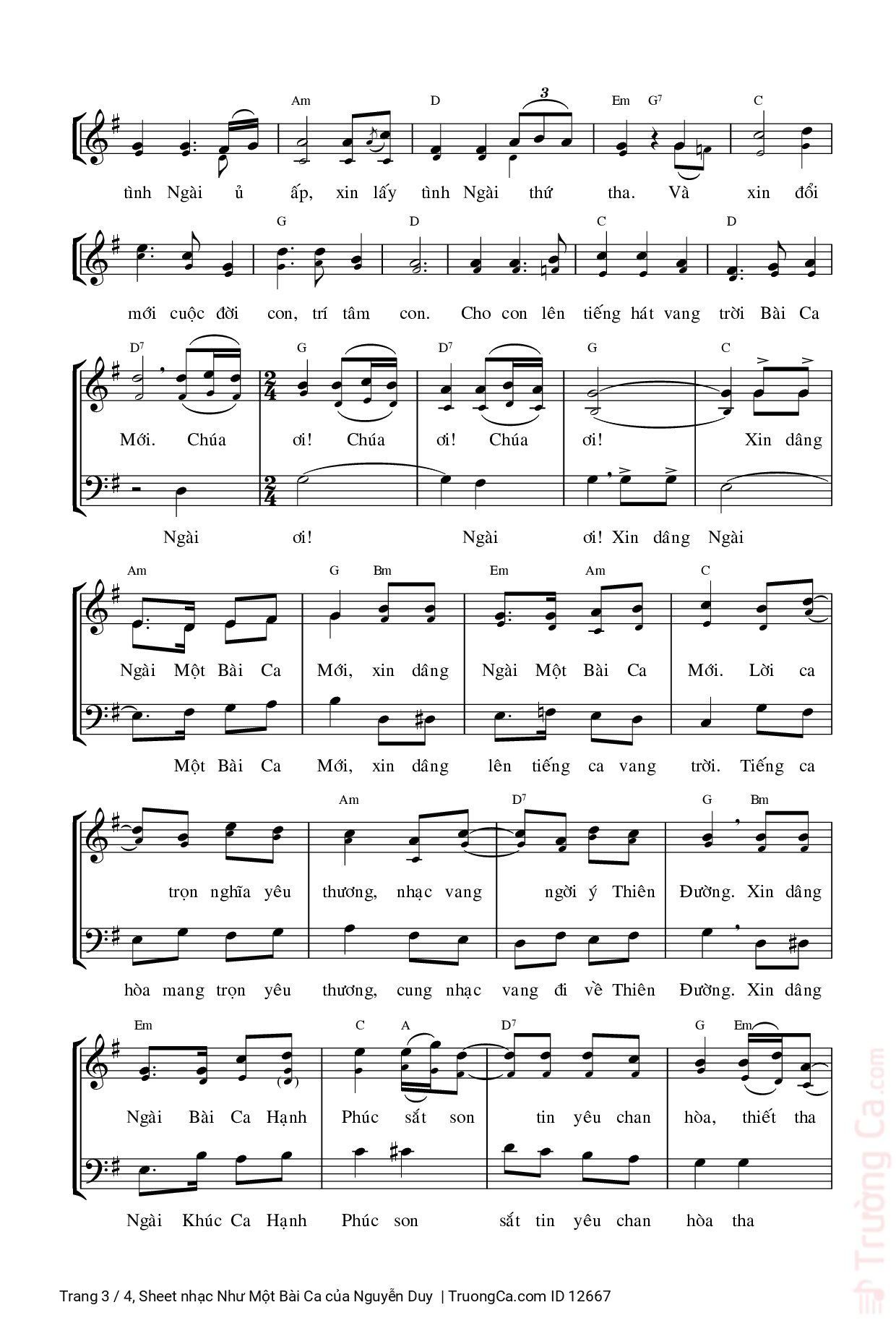 Page 3 of Sheet music PDF Như Một Bài Ca - Nguyễn Duy