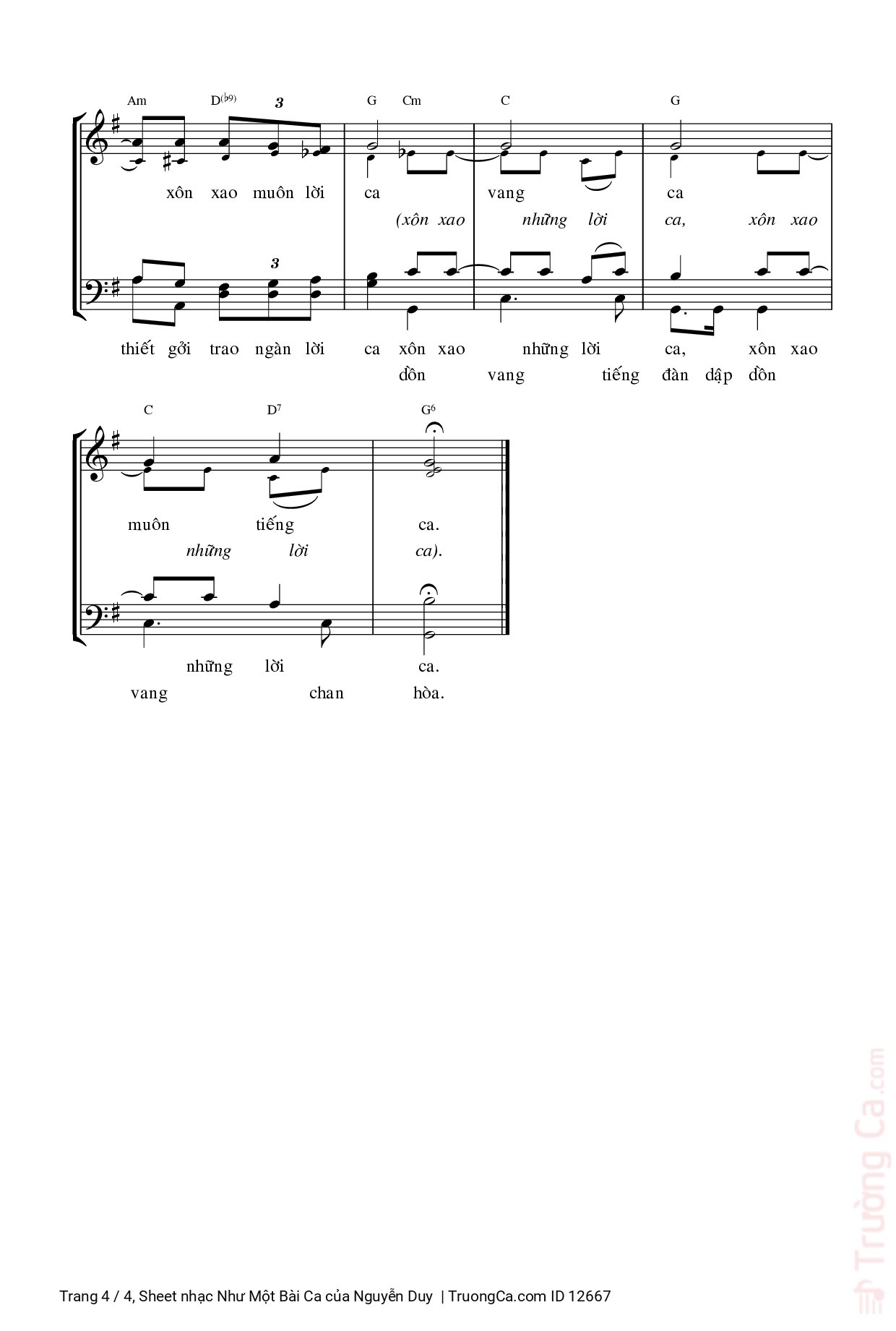 Page 4 of Sheet music PDF Như Một Bài Ca - Nguyễn Duy