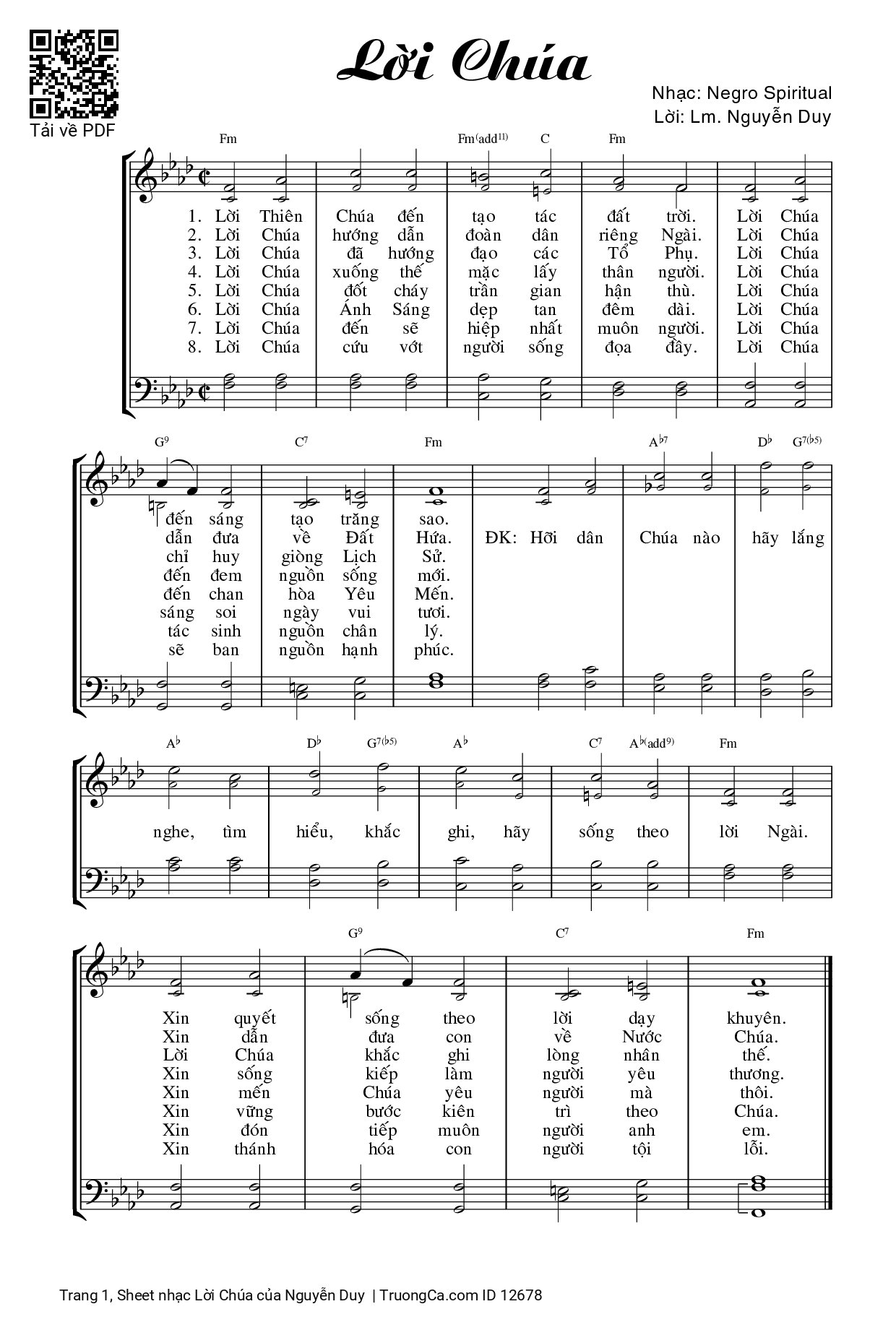 Page 1 of Sheet music PDF Lời Chúa - Nguyễn Duy