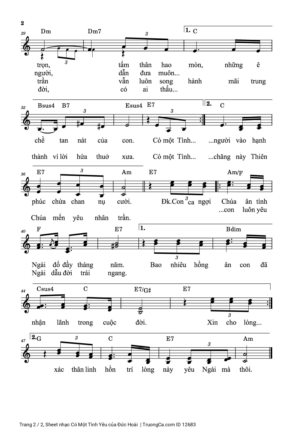 Page 2 of Sheet music PDF Có Một Tình Yêu - Đức Hoài