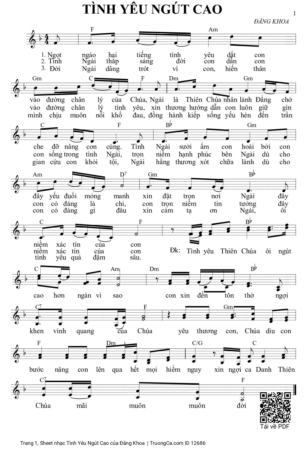 Page 1 of Sheet music PDF Tình Yêu Ngút Cao - Đăng Khoa