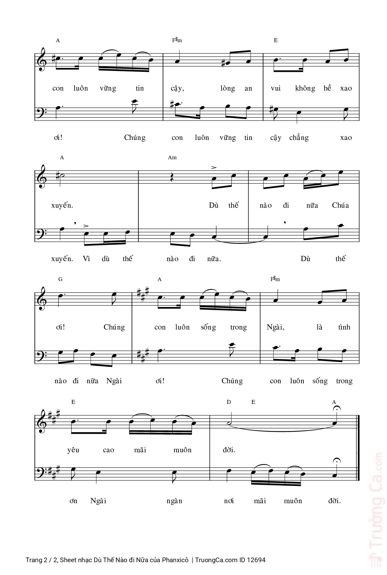 Page 2 of Sheet music PDF Dù Thế Nào đi Nữa - Phanxicô