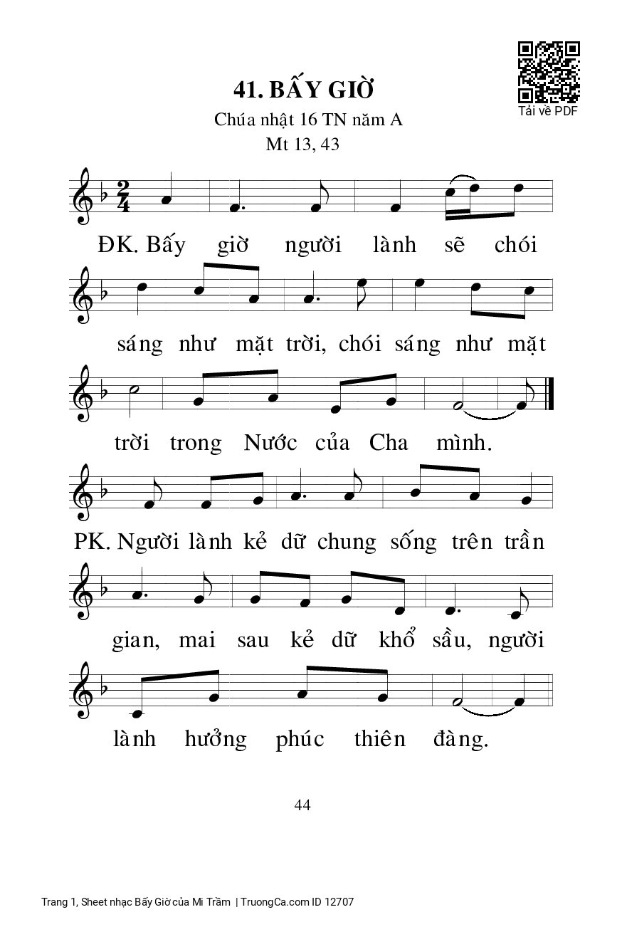 Sheet PDF of Bấy Giờ - Mi Trầm