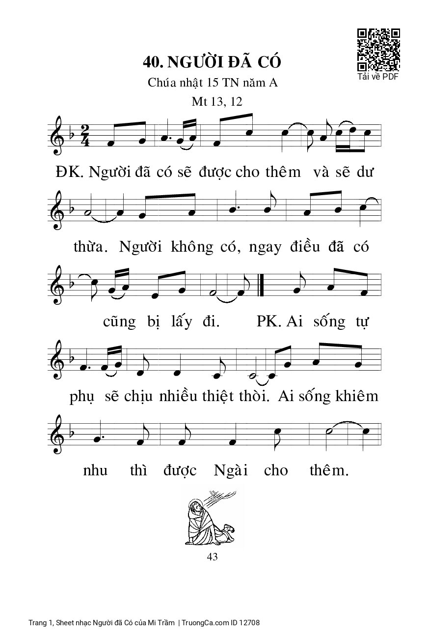 Page 1 of Sheet music PDF Người đã Có - Mi Trầm