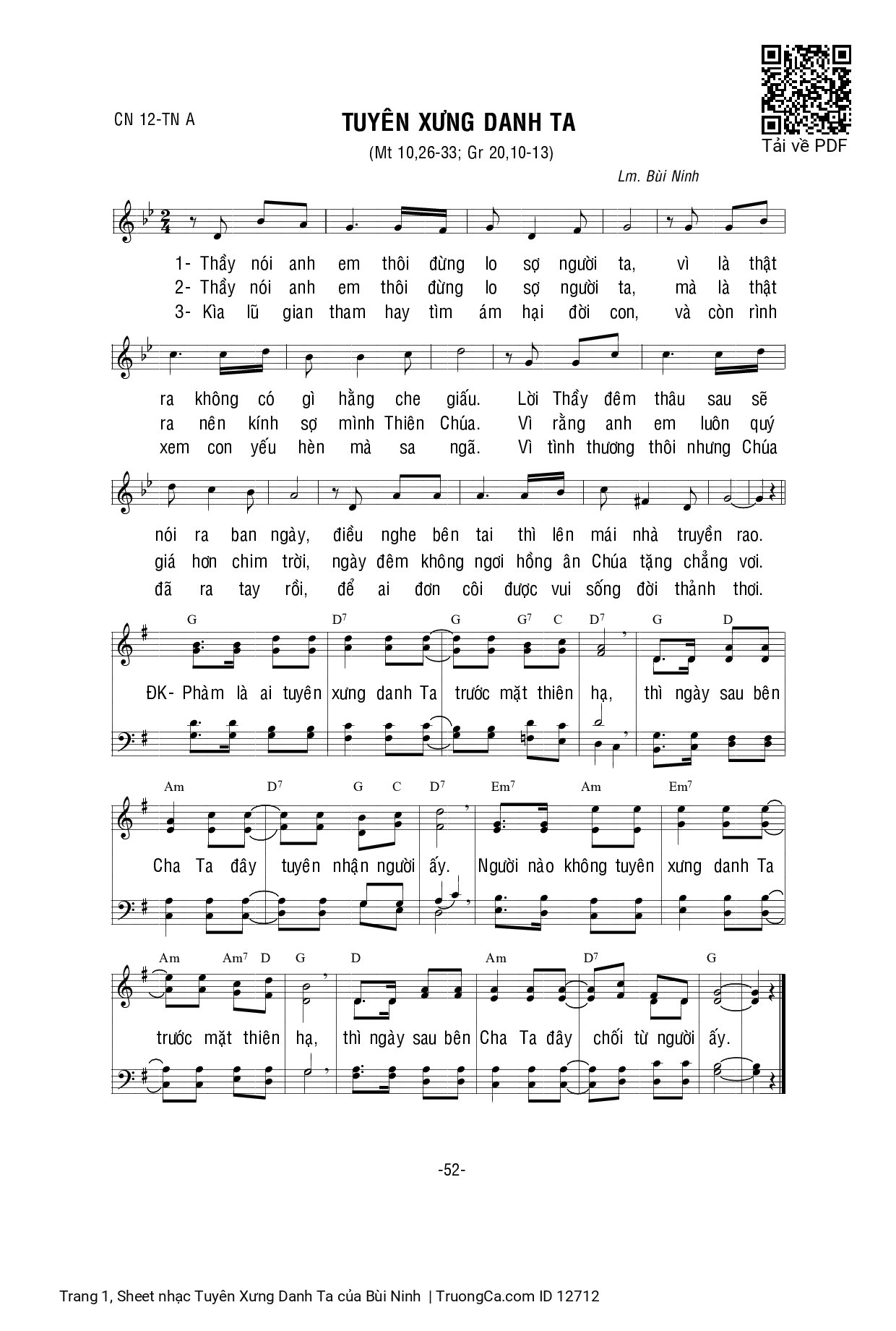 Sheet PDF of Tuyên Xưng Danh Ta
