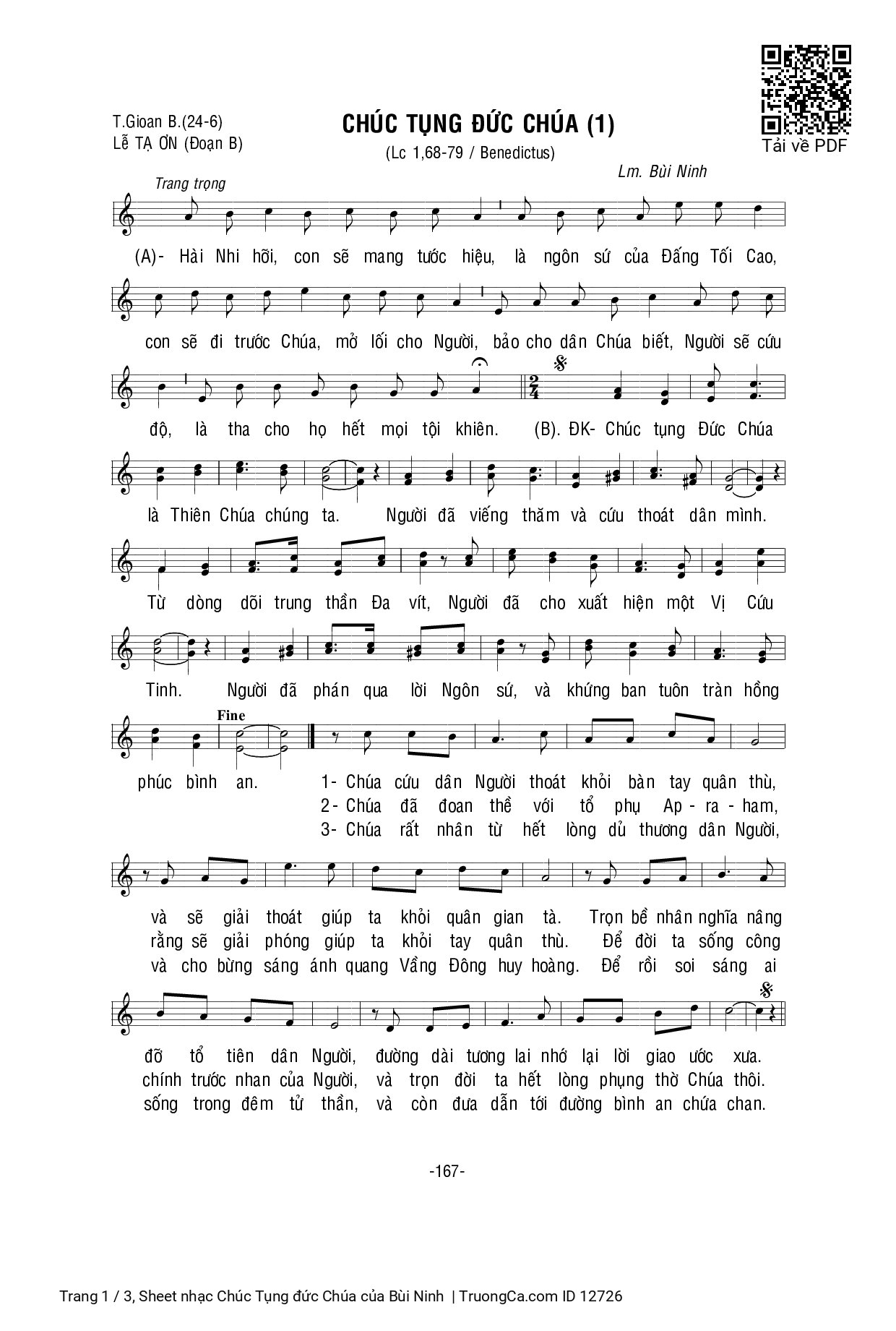 Sheet PDF of Chúc Tụng đức Chúa