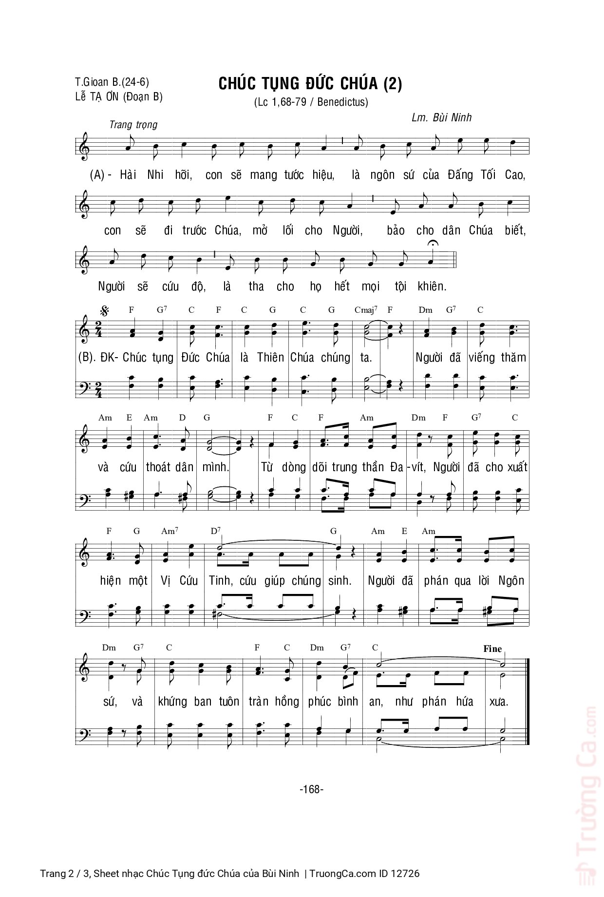 Page 2 of Sheet music PDF Chúc Tụng đức Chúa - Bùi Ninh