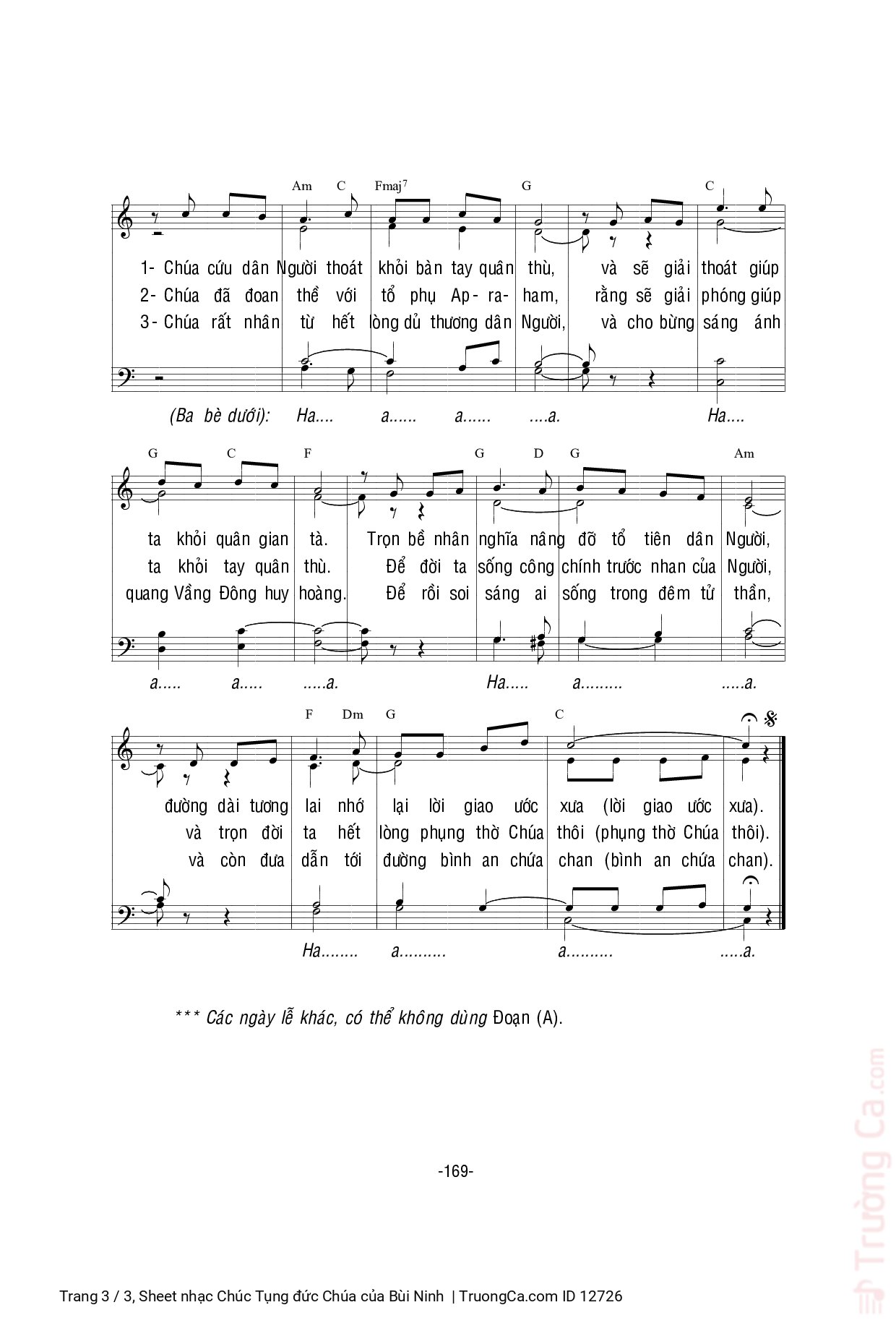 Page 3 of Sheet music PDF Chúc Tụng đức Chúa - Bùi Ninh