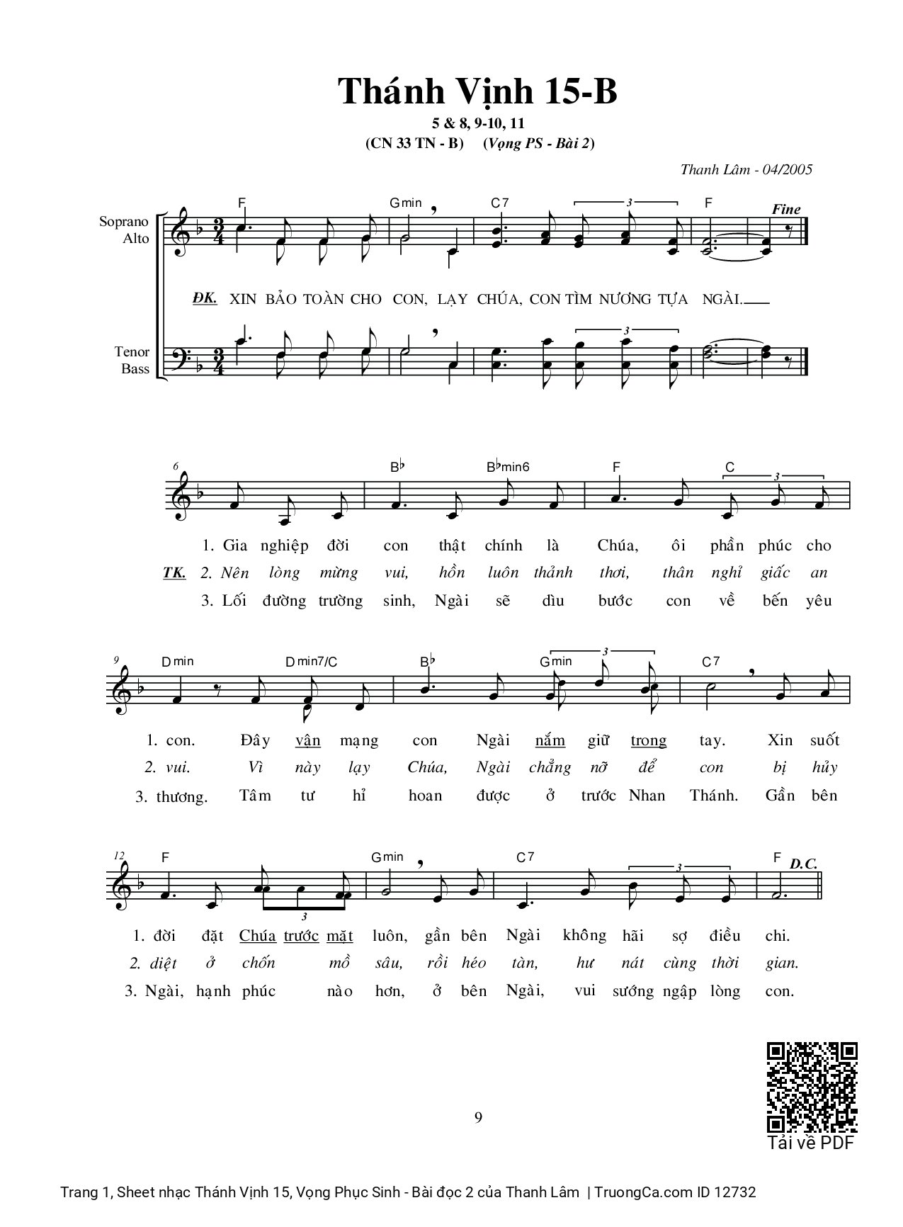 Sheet PDF of Thánh Vịnh 15, Vọng Phục Sinh - Bài đọc 2