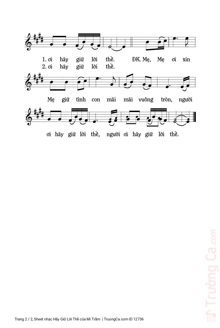 Page 2 of Sheet music PDF Hãy Giữ Lời Thề - Mi Trầm