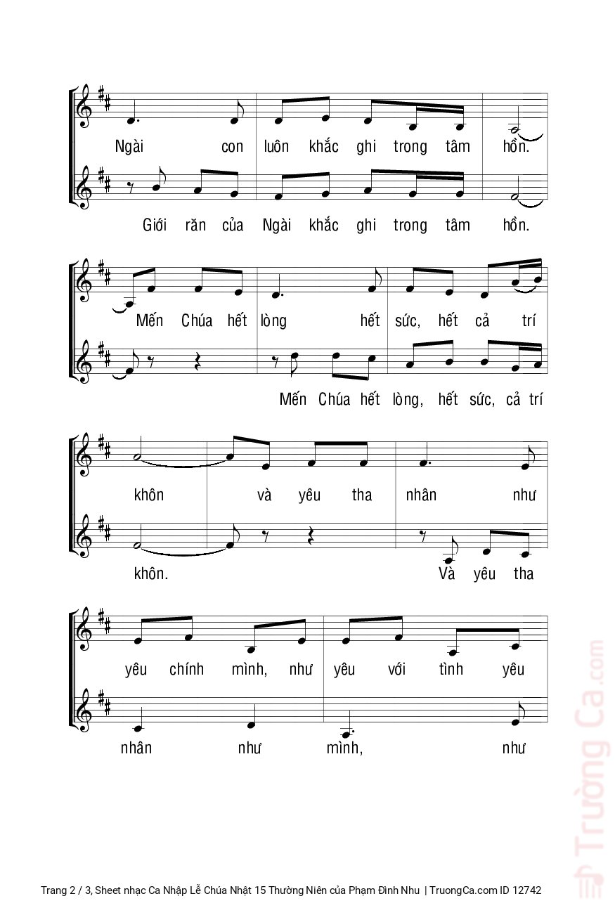 Page 2 of Sheet music PDF Ca Nhập Lễ Chúa Nhật 15 Thường Niên - Phạm Đình Nhu